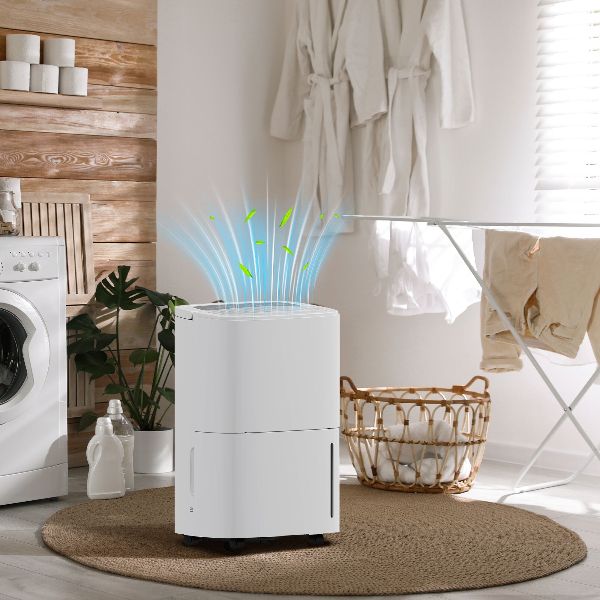 HOMCOM 20L/Day Dehumidifier with Continuous Drainage, 5L Water Tank, 24H Timer, Digital Humidity Display, Humidity Light, Dehumidifier for Home Damp, Bedroom, Condensation, Mould, Laundry Drying