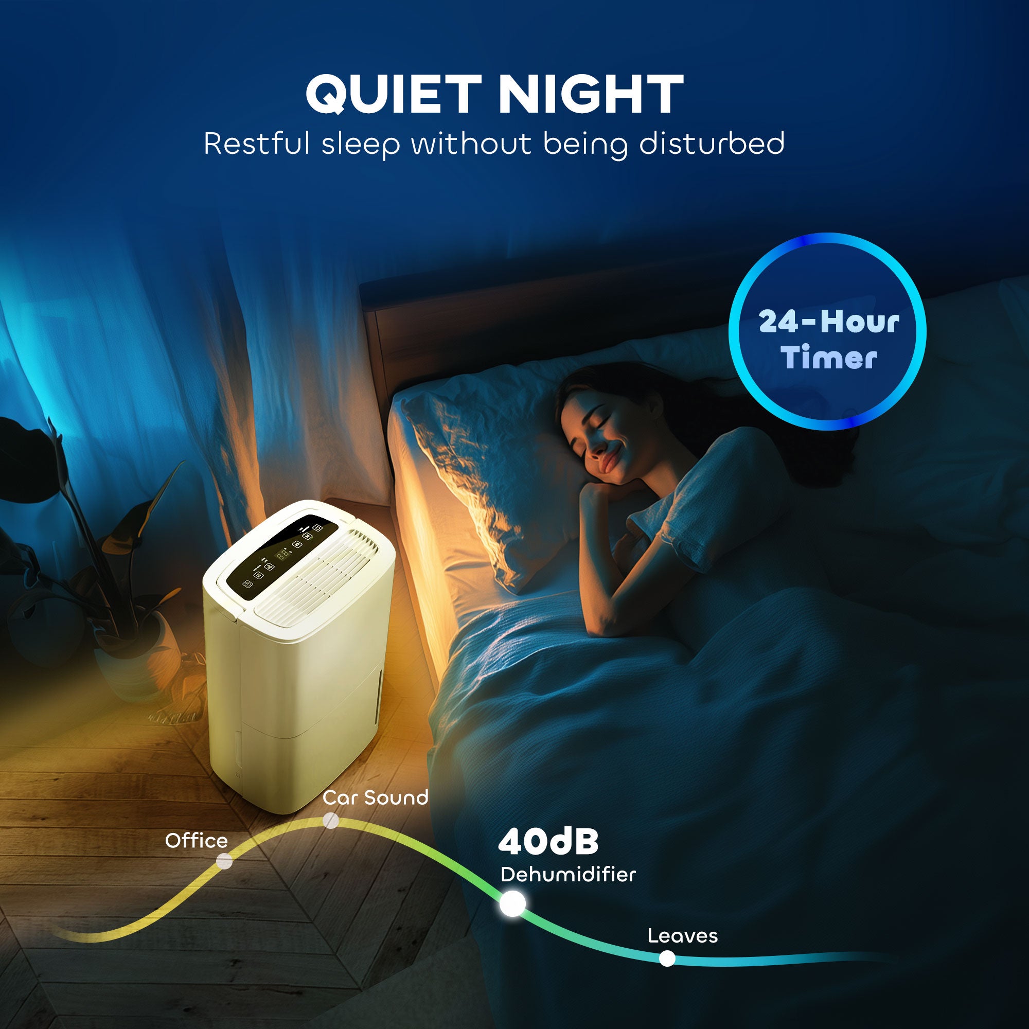 HOMCOM 20L/Day Dehumidifier with Continuous Drainage, 5L Water Tank, 24H Timer, Digital Humidity Display, Humidity Light, Dehumidifier for Home Damp, Bedroom, Condensation, Mould, Laundry Drying