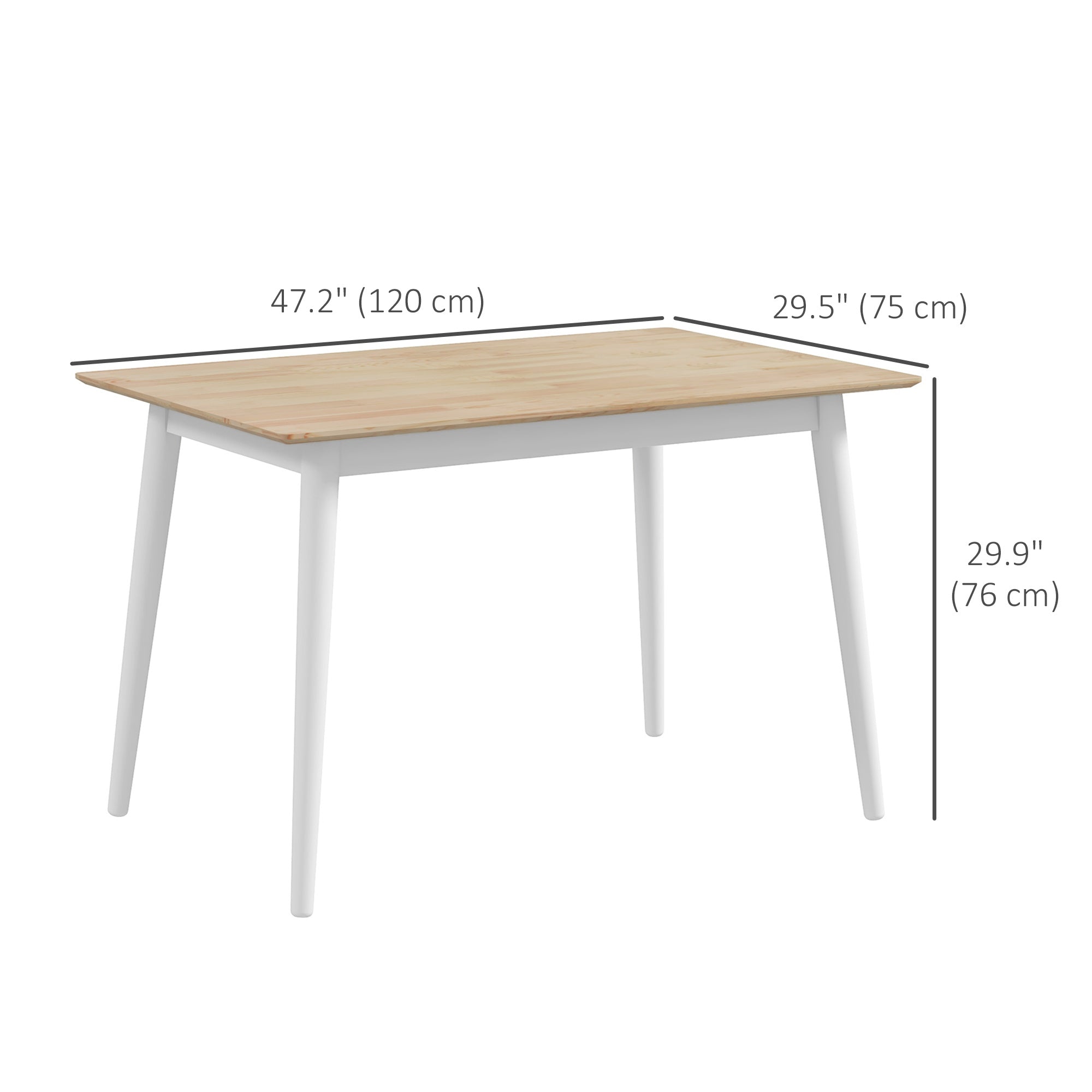 HOMCOM Dining Table for 4, Farmhouse Kitchen Table with Wooden Frame for Living Room, Dining Room, Natural