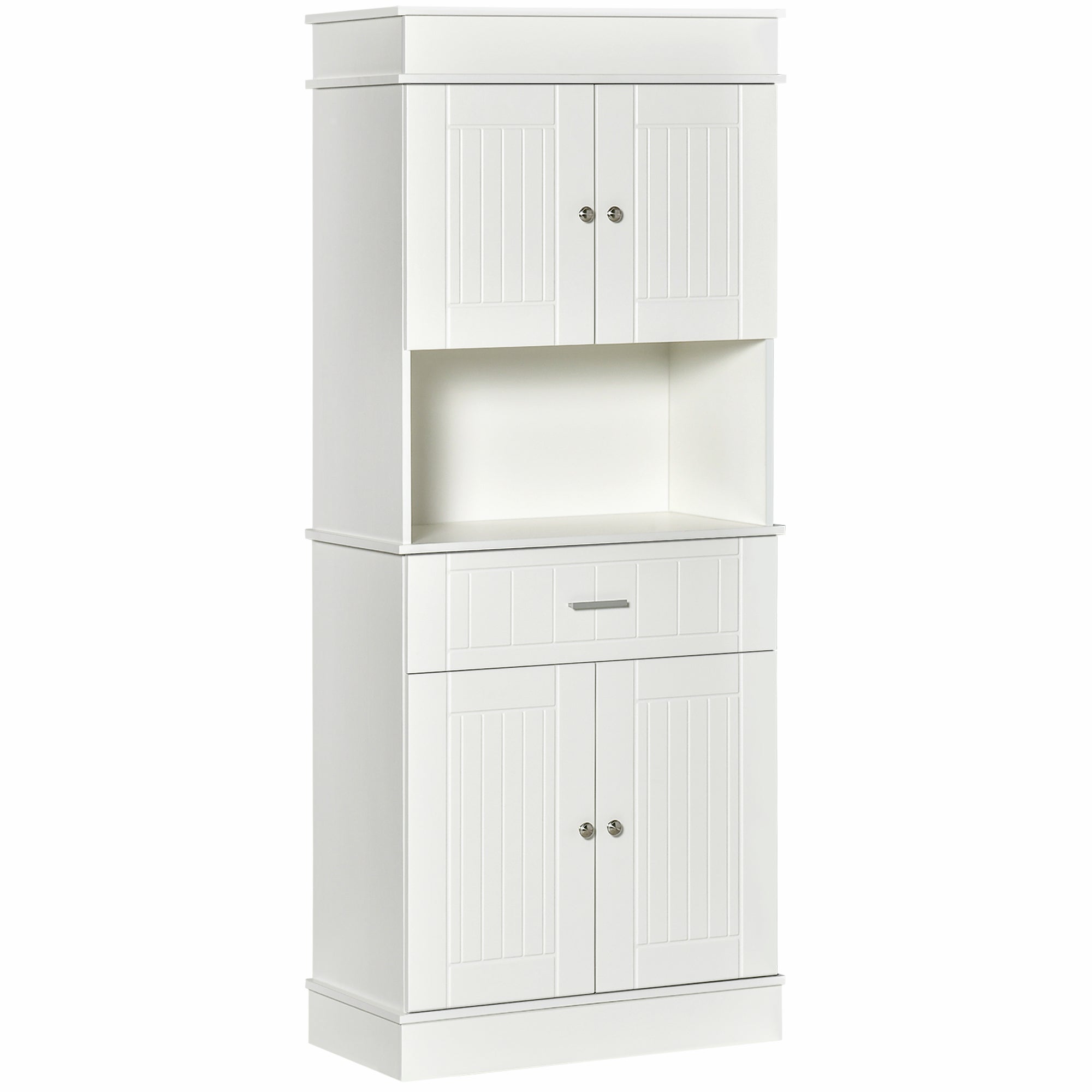 70" Kitchen Hutch Freestanding Storage Pantry Cabinet with 3 Tier Shelving Sideboard White