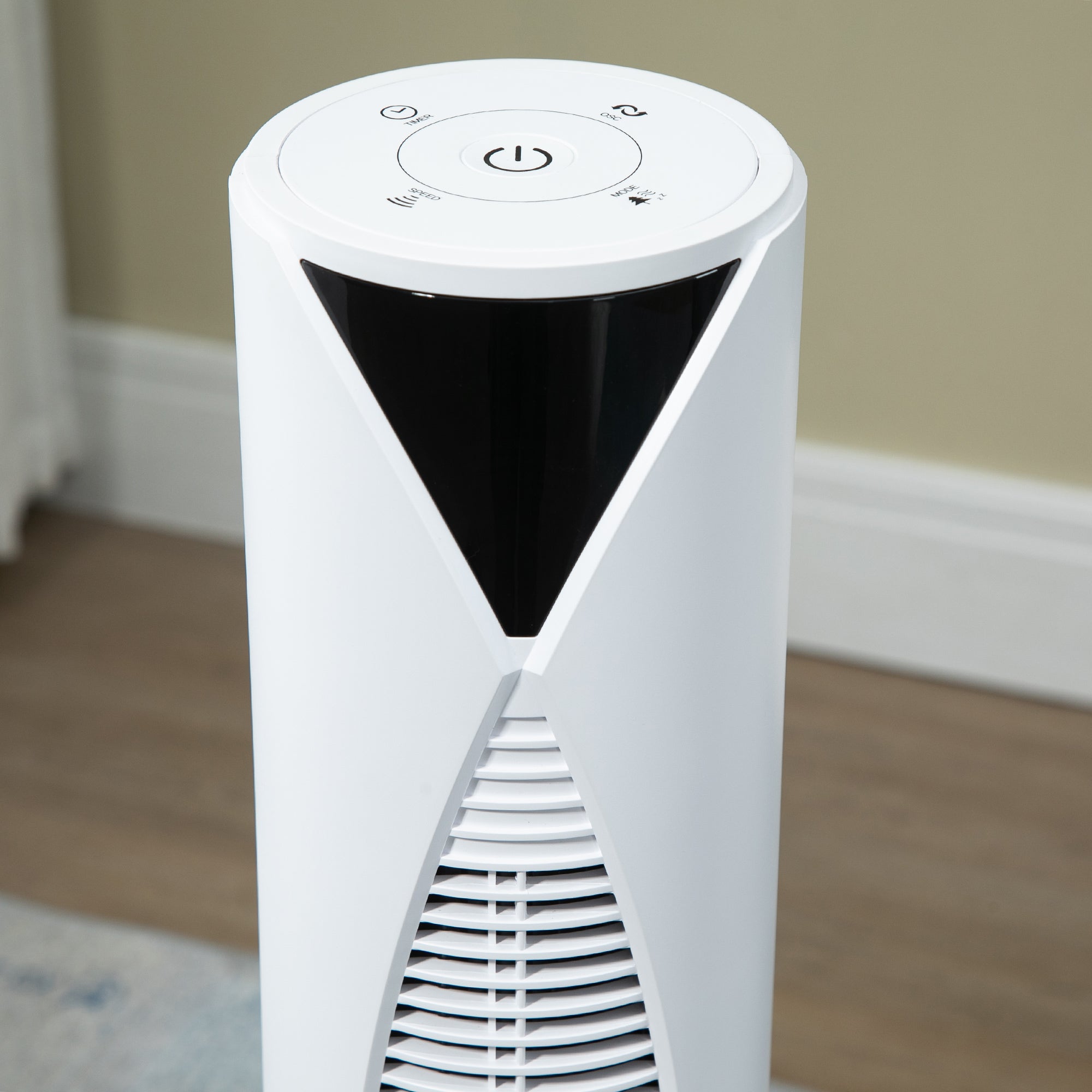 38 Inch Tower Fan for Bedroom Cooling 70° Oscillating 3 Speeds 12H Timer Remote Control White