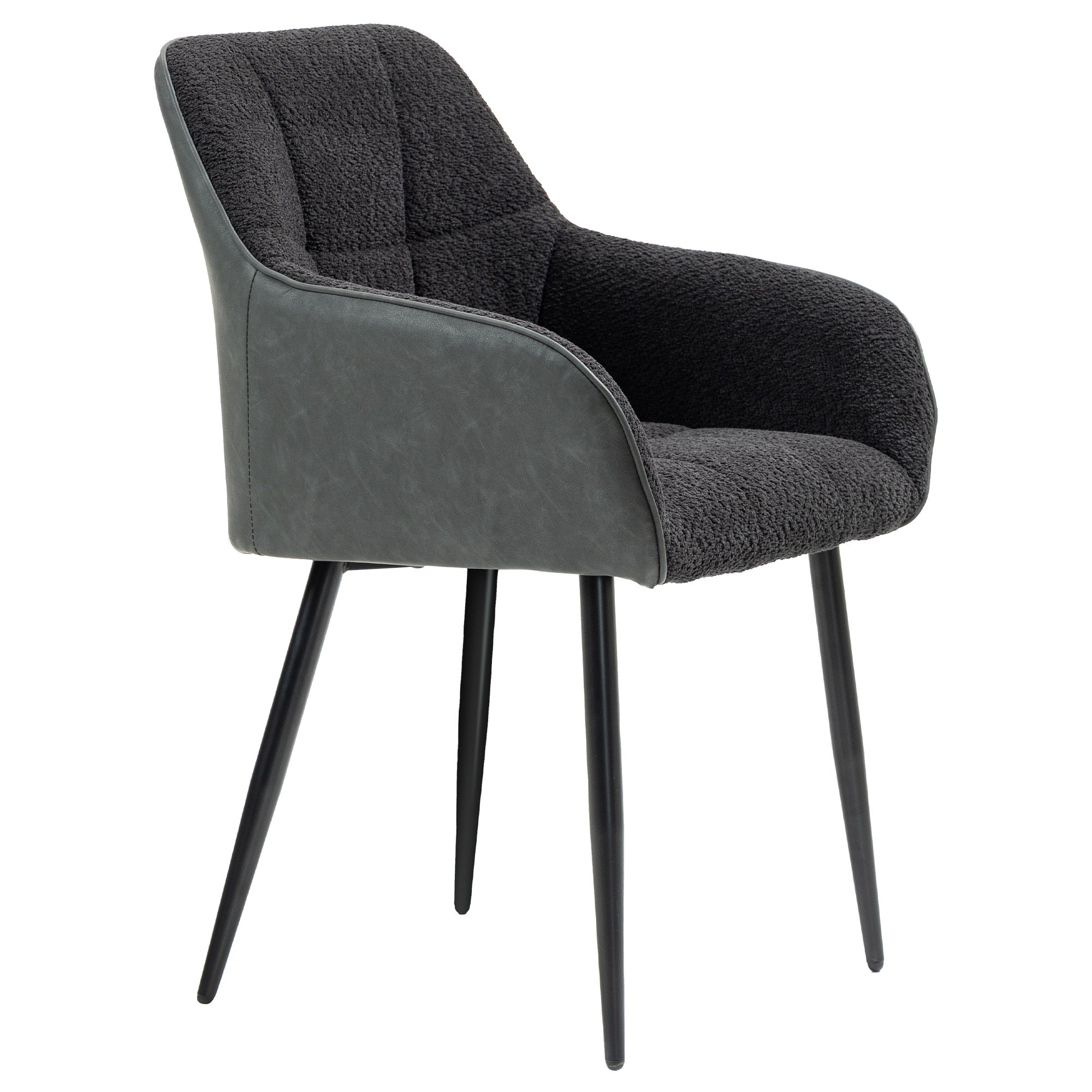 HOMCOM Accent Chair with Foot Pads, Upholstered Armchair with Chenille Fabric Front and PU Back, Occasional Chair for Living Room Bedroom, Black
