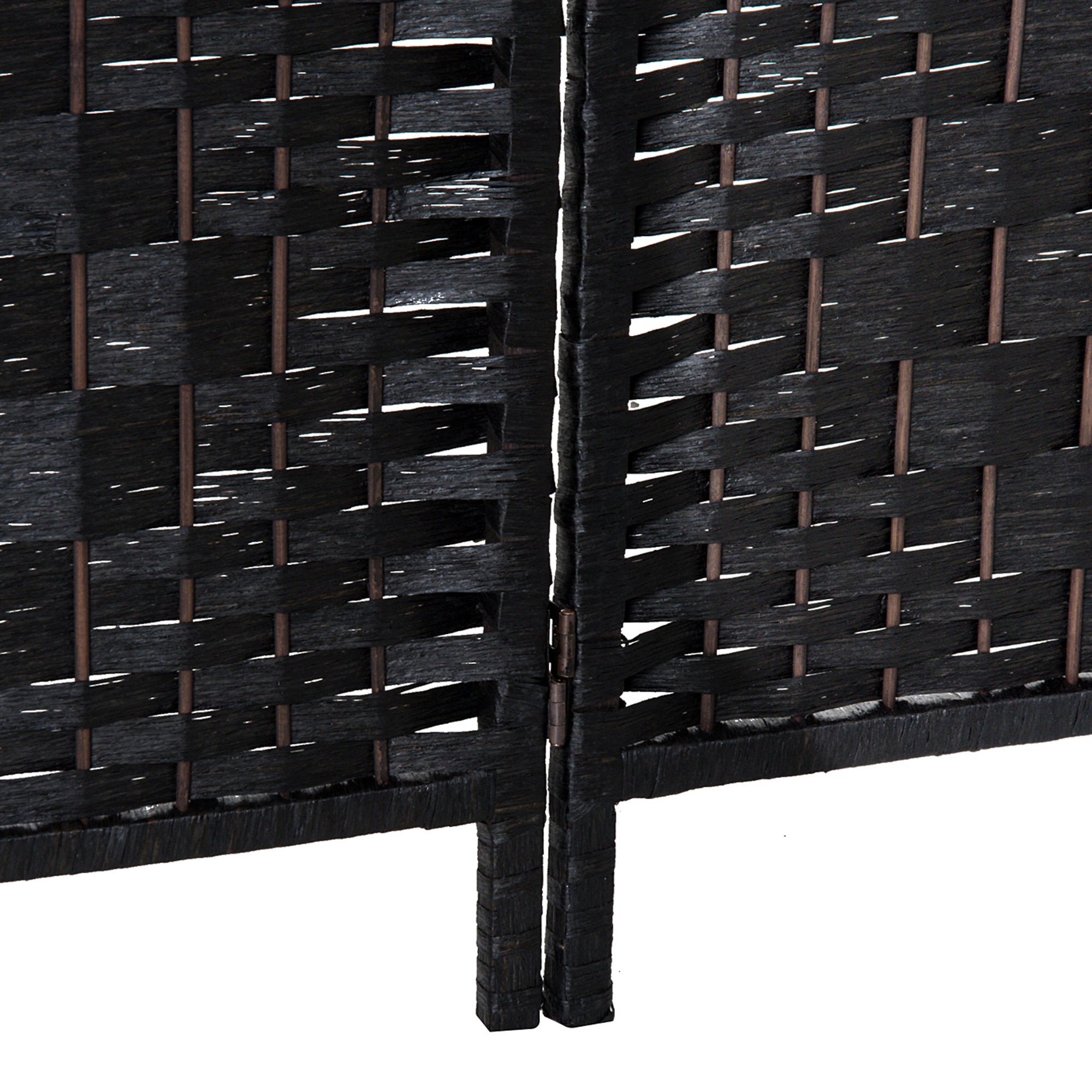 HOMCOM 4 Panels Room Divider, 6 Ft Tall Indoor Portable Folding Privacy Screens, Hand-Woven Double Hinged Freestanding Partition Wall Divider for Home Office, Black