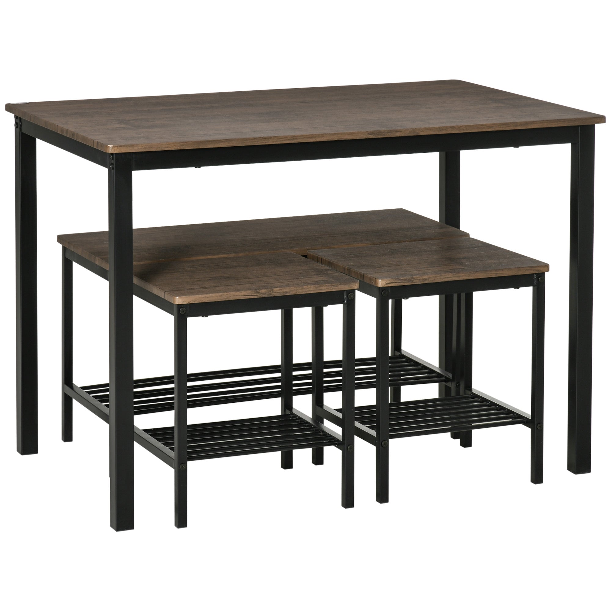 Industrial Dining Table Set Kitchen Table and Chairs for 4 Rustic Brown