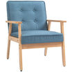 HOMCOM Fabric Accent Chair, Tufted Armchair, Modern Living Room Chair with Wood Legs and Thick Padding for Bedroom, Blue