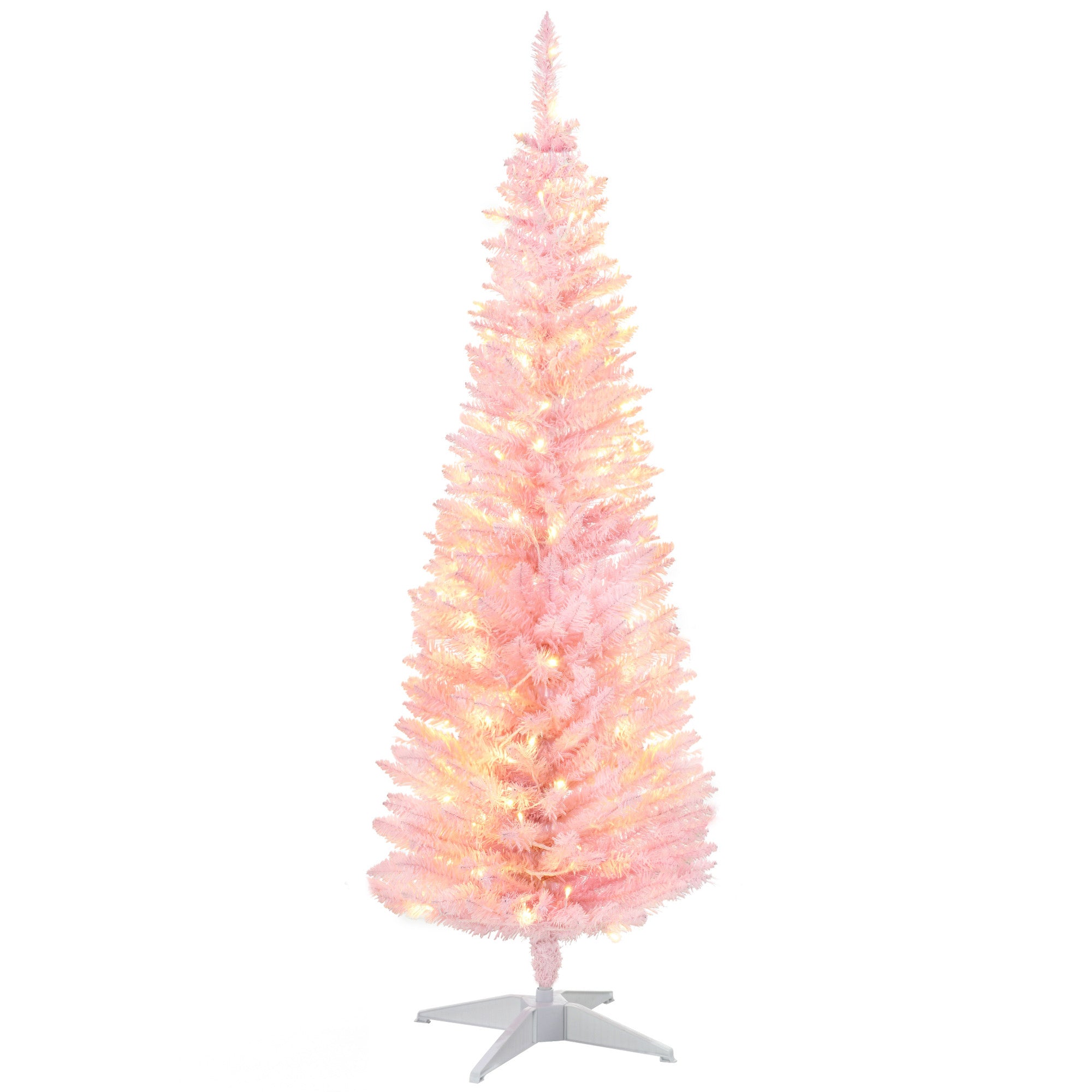 5' Prelit Artificial Christmas Tree with Warm White LED Lights, Pink