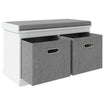 HOMCOM Shoe Bench with Seat, Entryway Bench with Cushion and 2 Fabric Drawers, Shoe Storage Bench for Hallway, Living Room, Bedroom, White