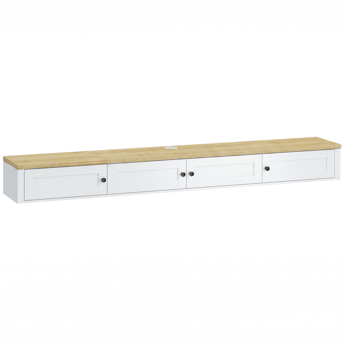 Floating TV Stand for TVs up to 72 Inch, Modern Wall Mounted Media Console with Power Outlets, Entertainment Center with Storage Shelves for Living Room, Bedroom, White
