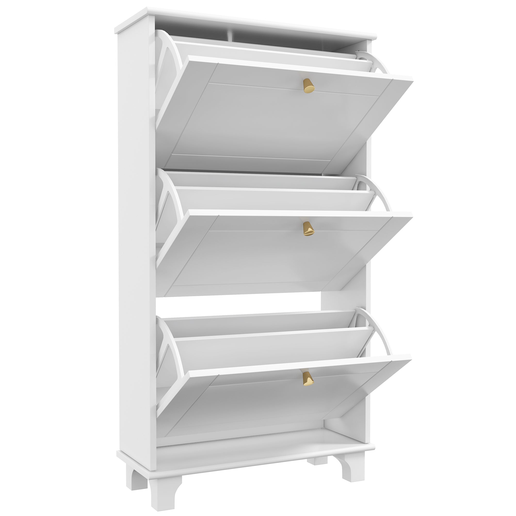 HOMCOM Narrow Shoe Cabinet with 3 Flip Drawers, Modern Shoe Storage Cabinet with Adjustable Shelves for Entryway, Hallway, Holds 12 Pairs of Shoes, White