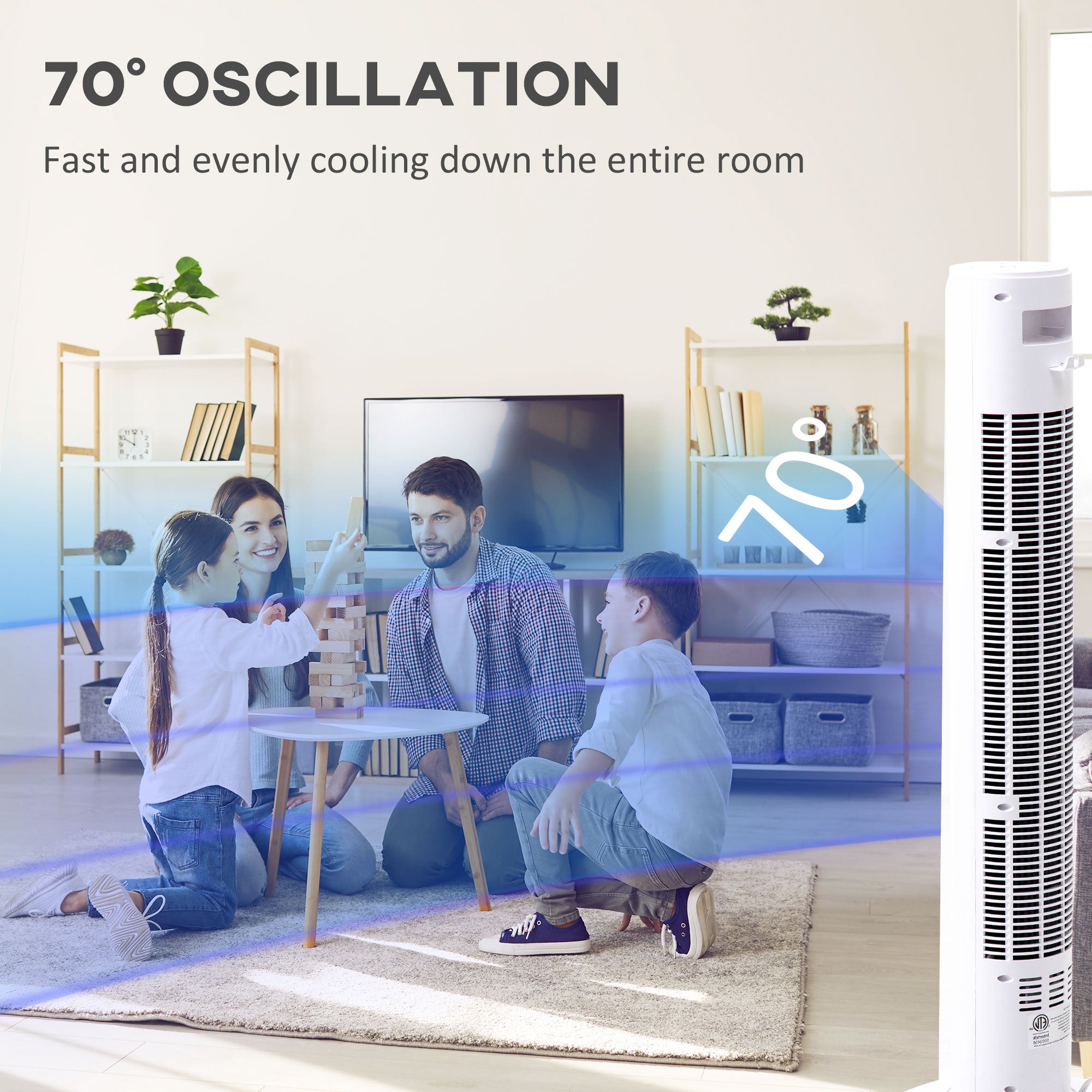 42'' Evaporative Air Cooler Ice Cooling Fan with 3 Speeds 4 Modes 12 Hour Timer Remote Control White