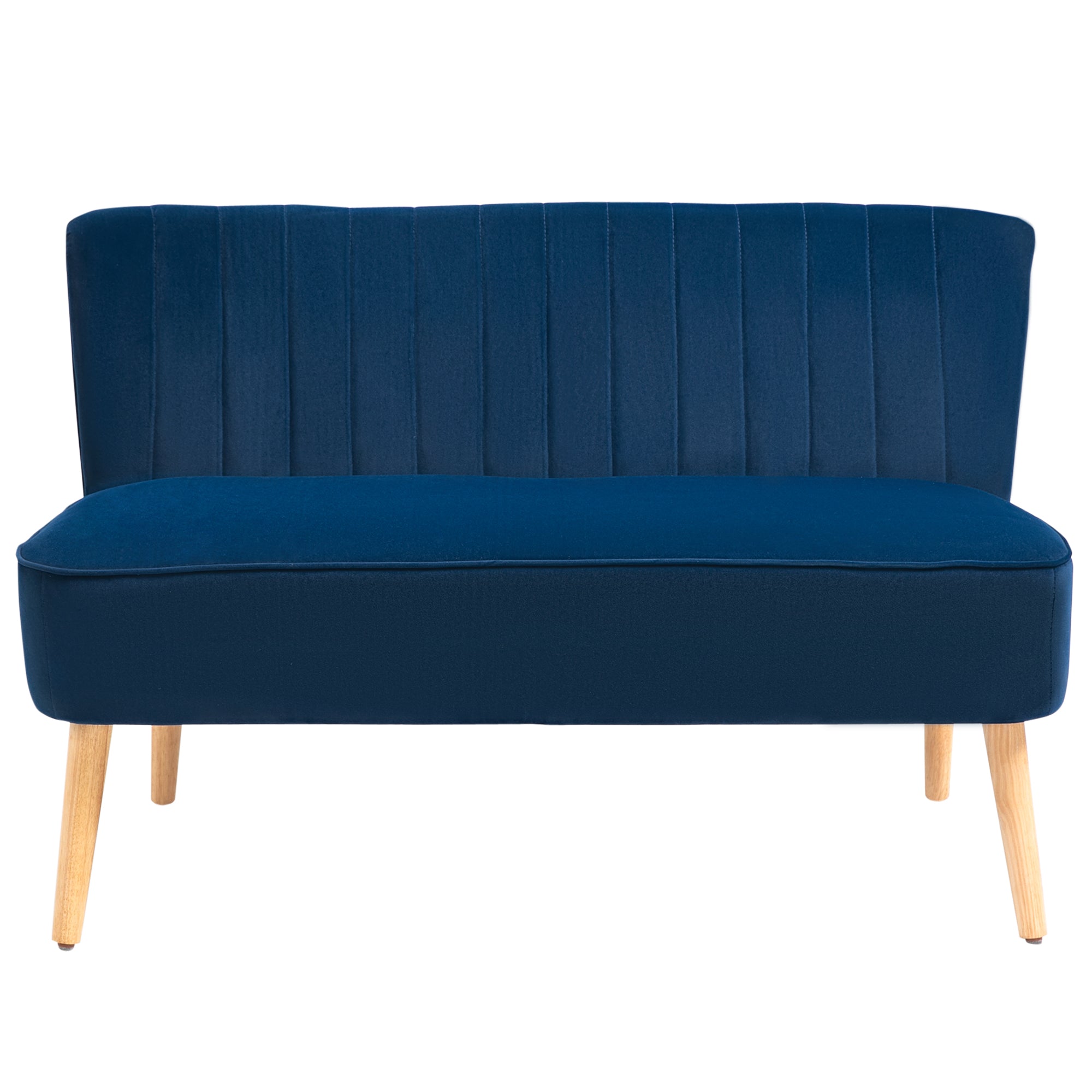 HOMCOM Modern Velvet Double Seat Sofa w/ Wood Frame Foam Padding High Back Soft Comfortable Compact Couch Home Office Stylish Plush Touch Blue