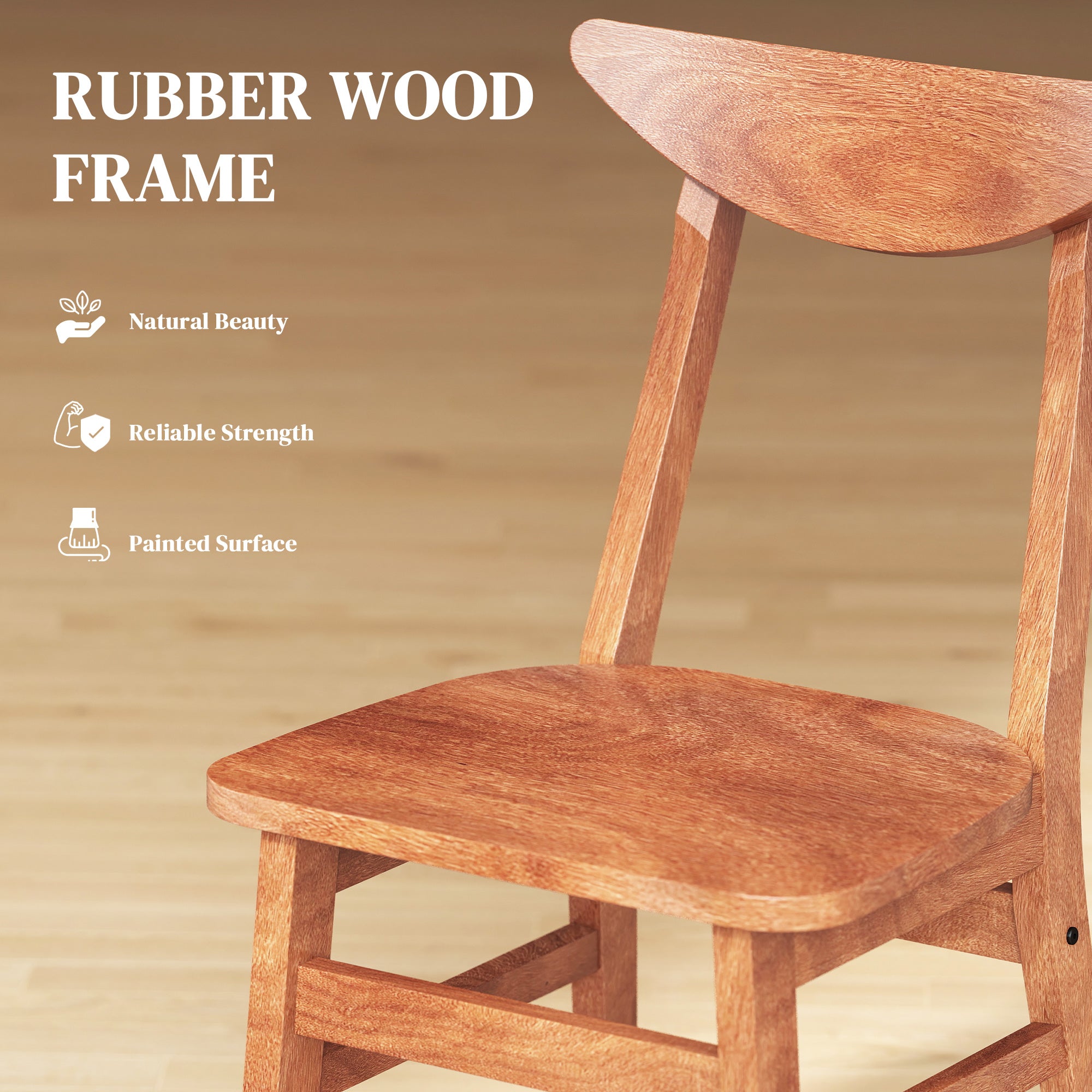 5-Piece Solid Wood Dining Table Set for 4, Farmhouse Kitchen Table and Chairs for Small Space, Dining Room, Breakfast Nook, Walnut