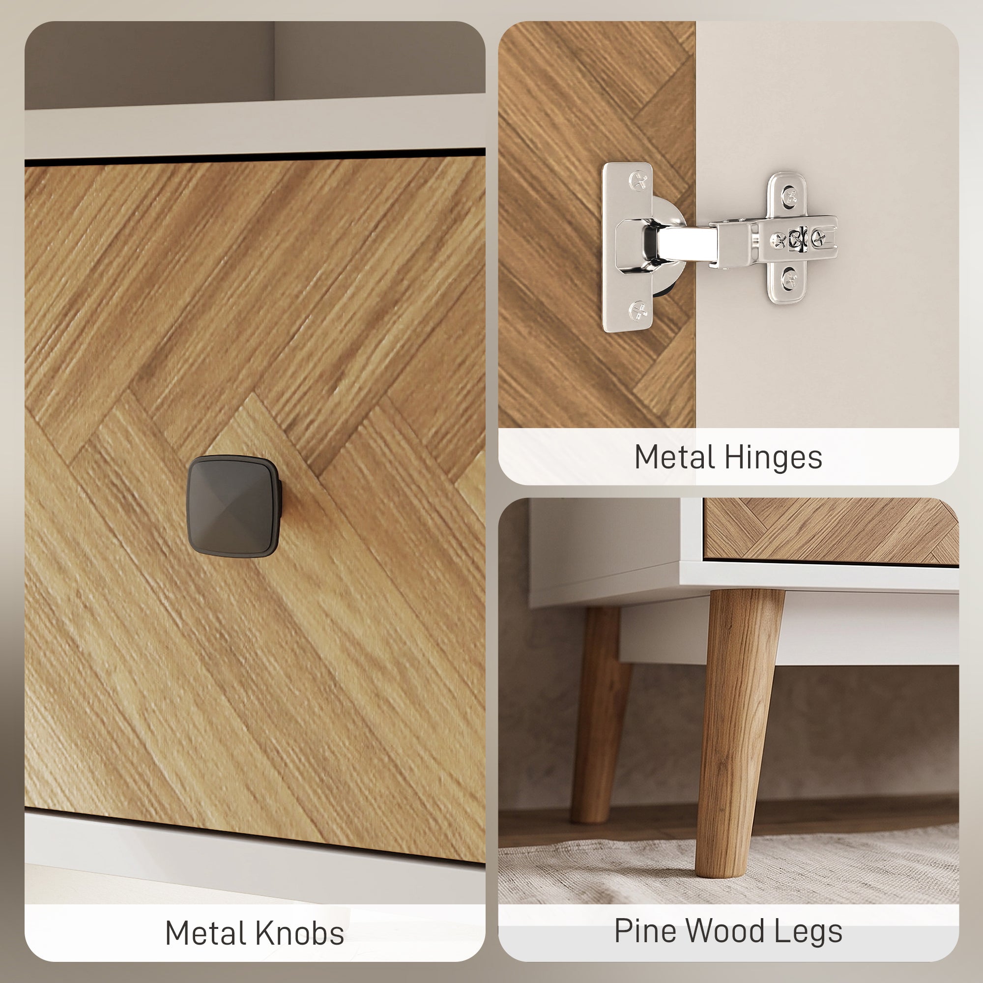 Modern Wardrobe Cabinet Wood-Effect Sticker Surface with 2 Hanging Rods, 2 Storage Shelves and 2 Drawers, 90 x 50 x 190 cm, White and Natural Wood Finish