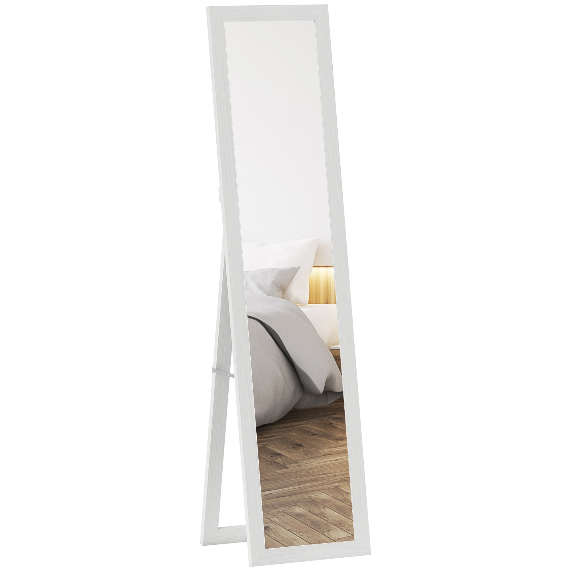 61" x 15" Full Length Mirror with Frame, Rectangular Full Body Mirror for Bedroom, Living Room, Standing Hanging or Leaning Against Wall, White