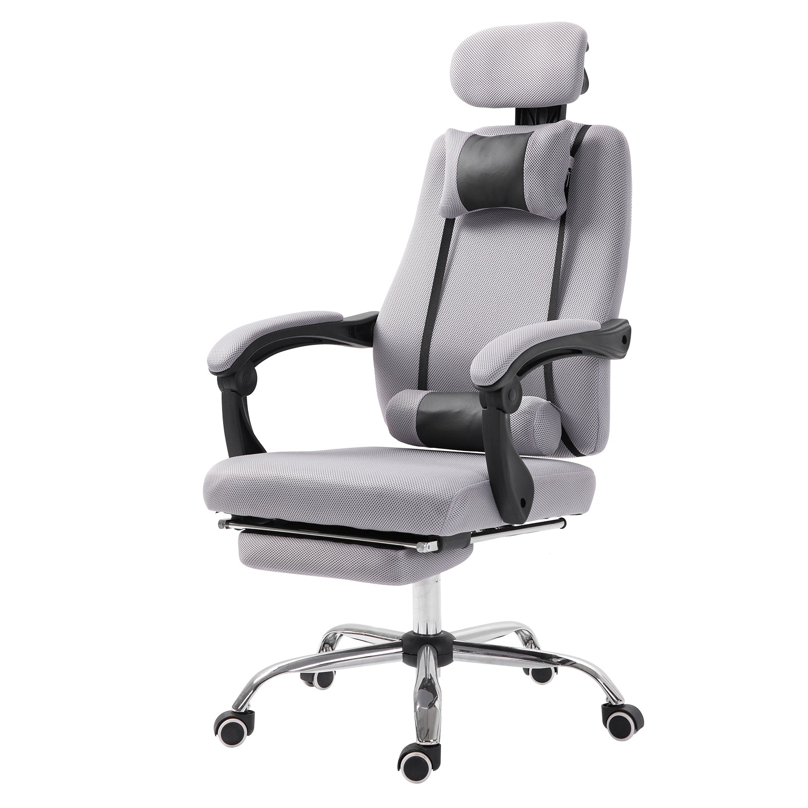 Vinsetto Office Chair Ergonomic Executive Mesh Chair Gaming Seat Lumbar Support w/ Footrest Headrest Grey