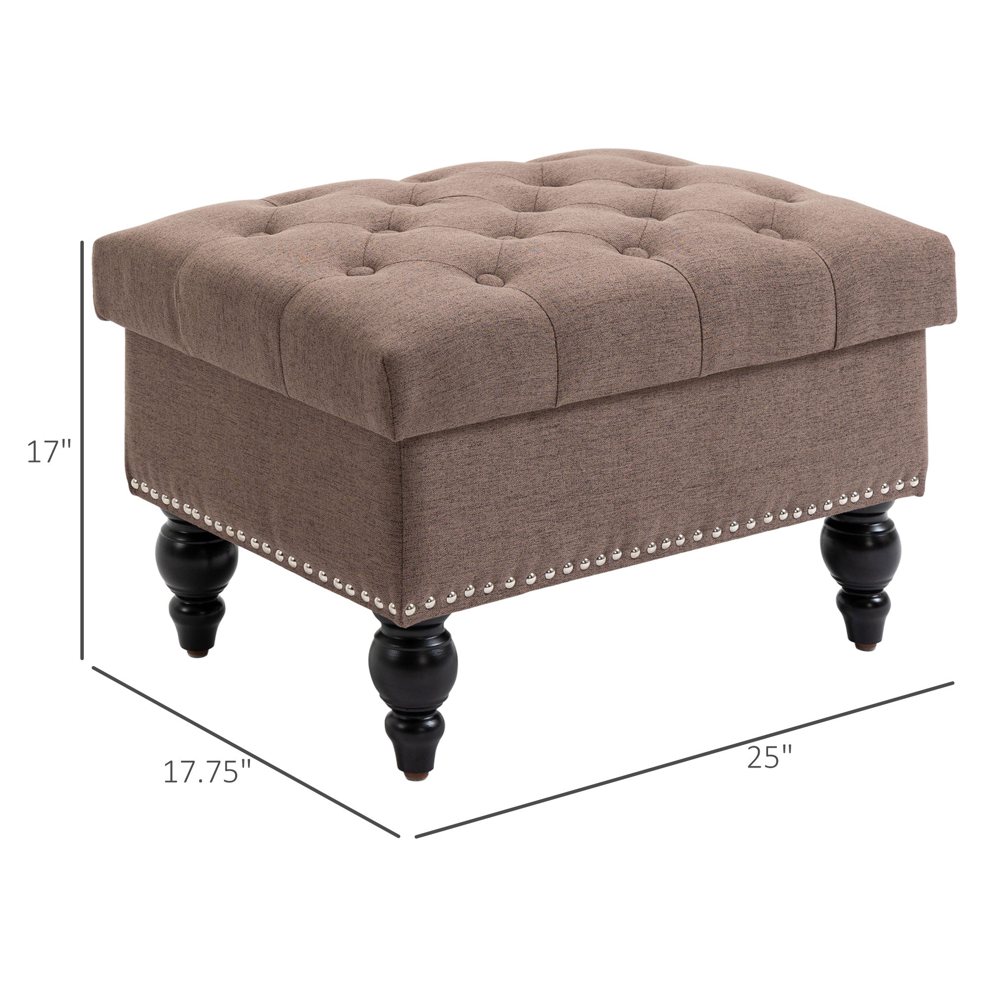 Ottoman with Storage for Living Room 25" Storage Ottoman with Removable Lid Coffee