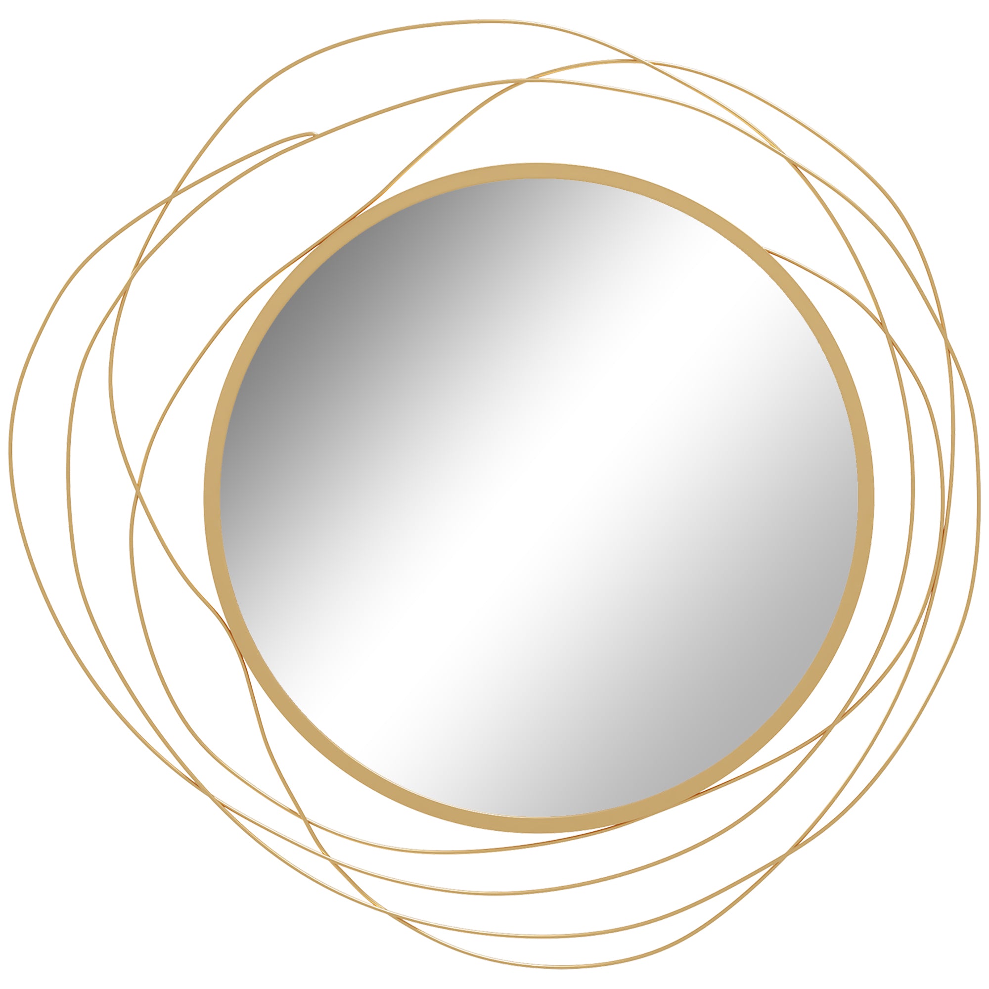 25.6" Circle Mirror for Wall, Modern Metal Wall Art for Living Room, Bedroom and Dining Room, Gold