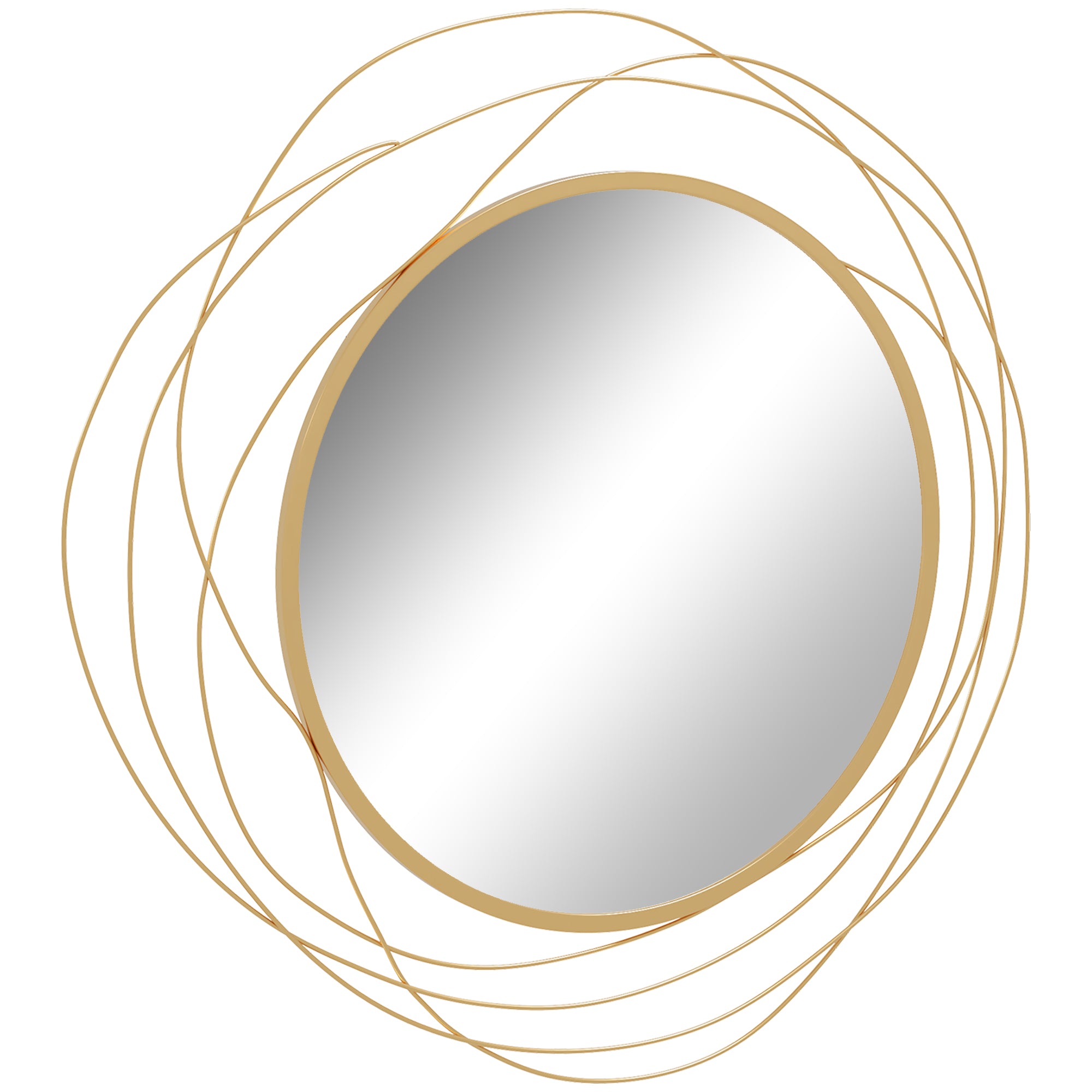 25.6" Circle Mirror for Wall, Modern Metal Wall Art for Living Room, Bedroom and Dining Room, Gold