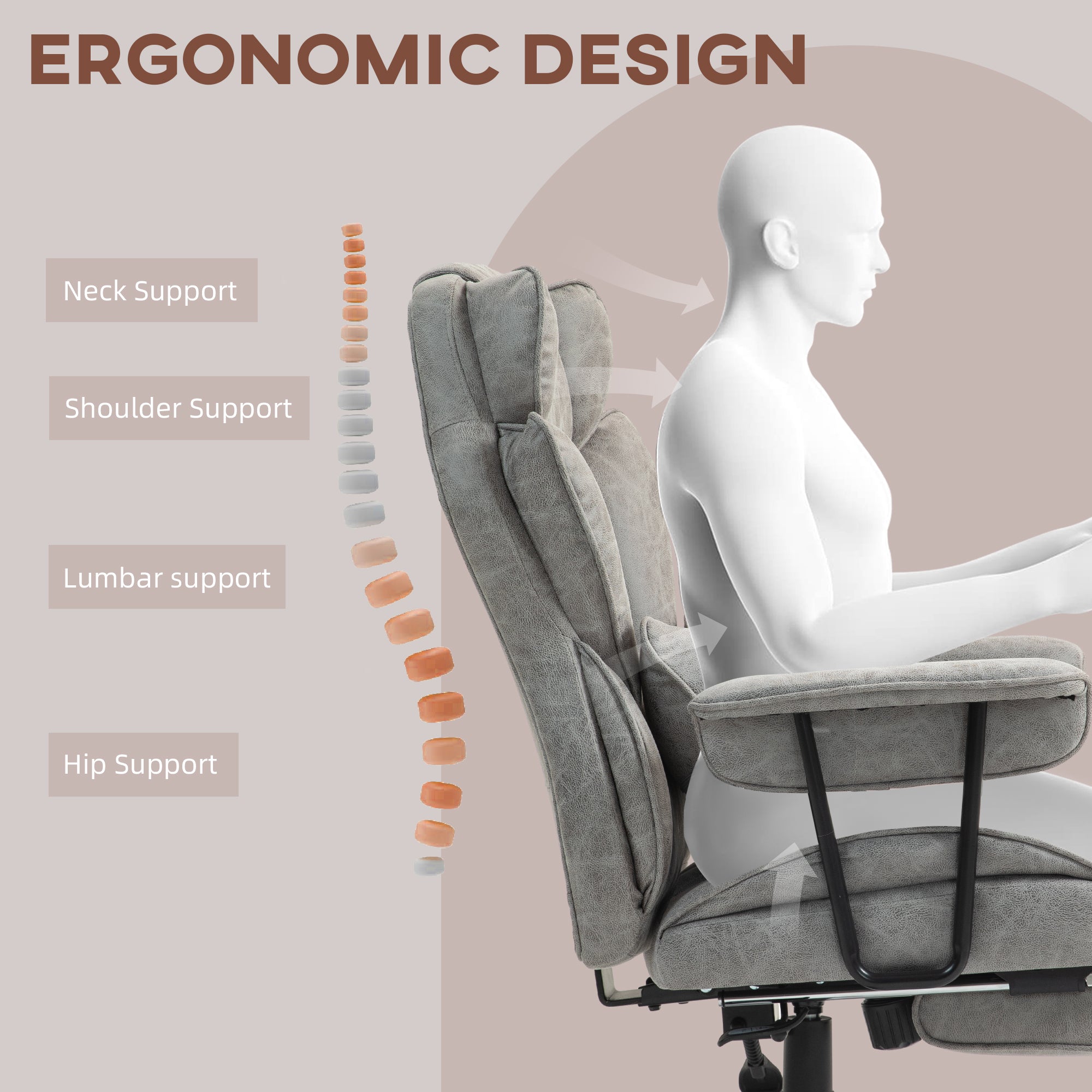 Big & Tall Office Chair Up to 396lbs Ergonomic Reclining Chair with High Back Footrest & Lumbar Support Gray