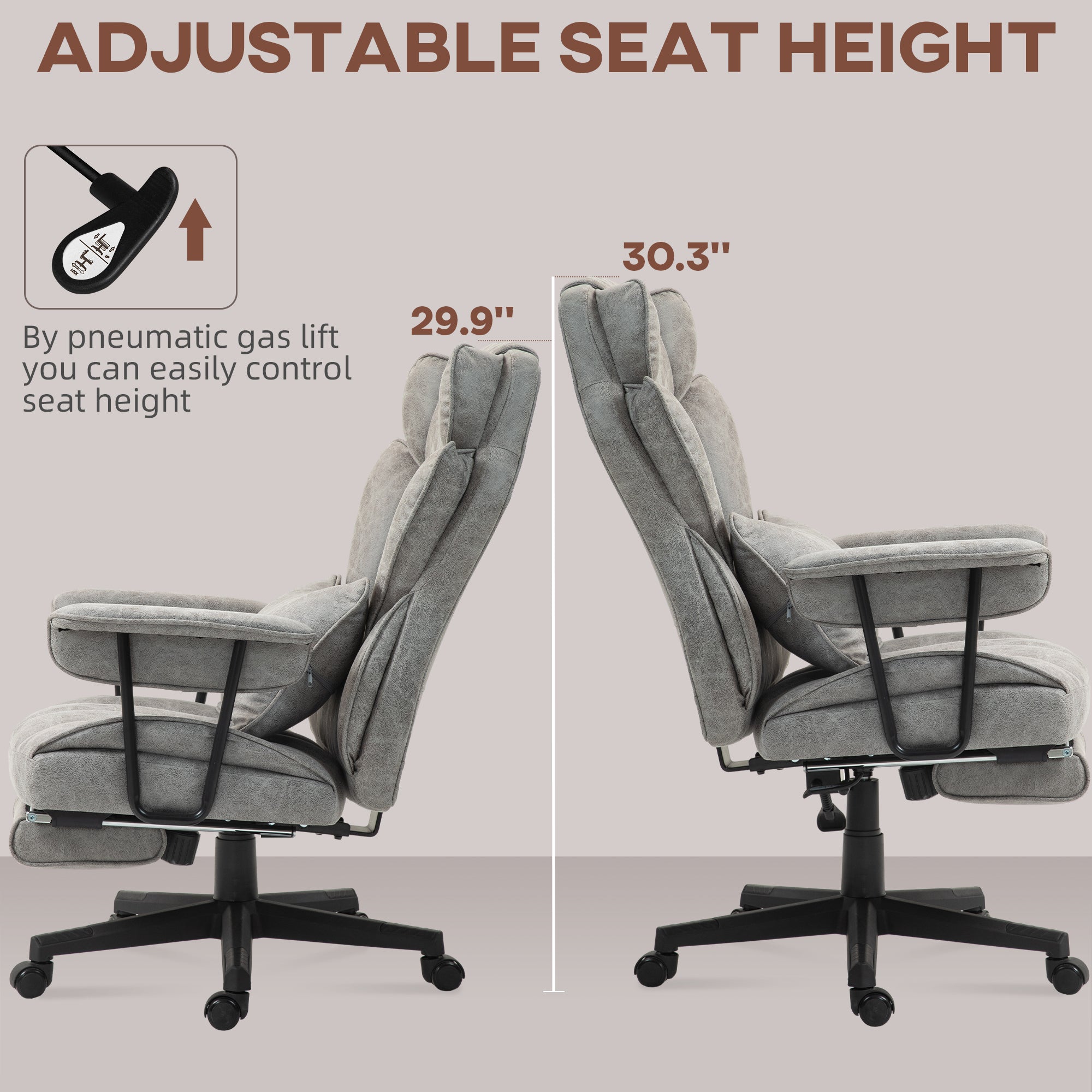 Big & Tall Office Chair Up to 396lbs Ergonomic Reclining Chair with High Back Footrest & Lumbar Support Gray