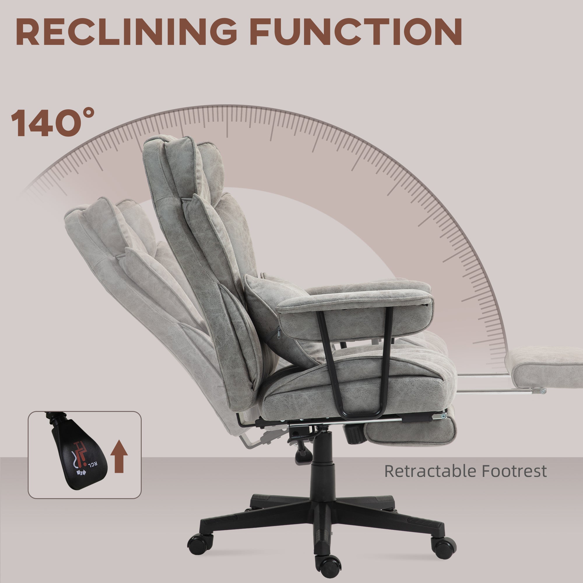 Big & Tall Office Chair Up to 396lbs Ergonomic Reclining Chair with High Back Footrest & Lumbar Support Gray