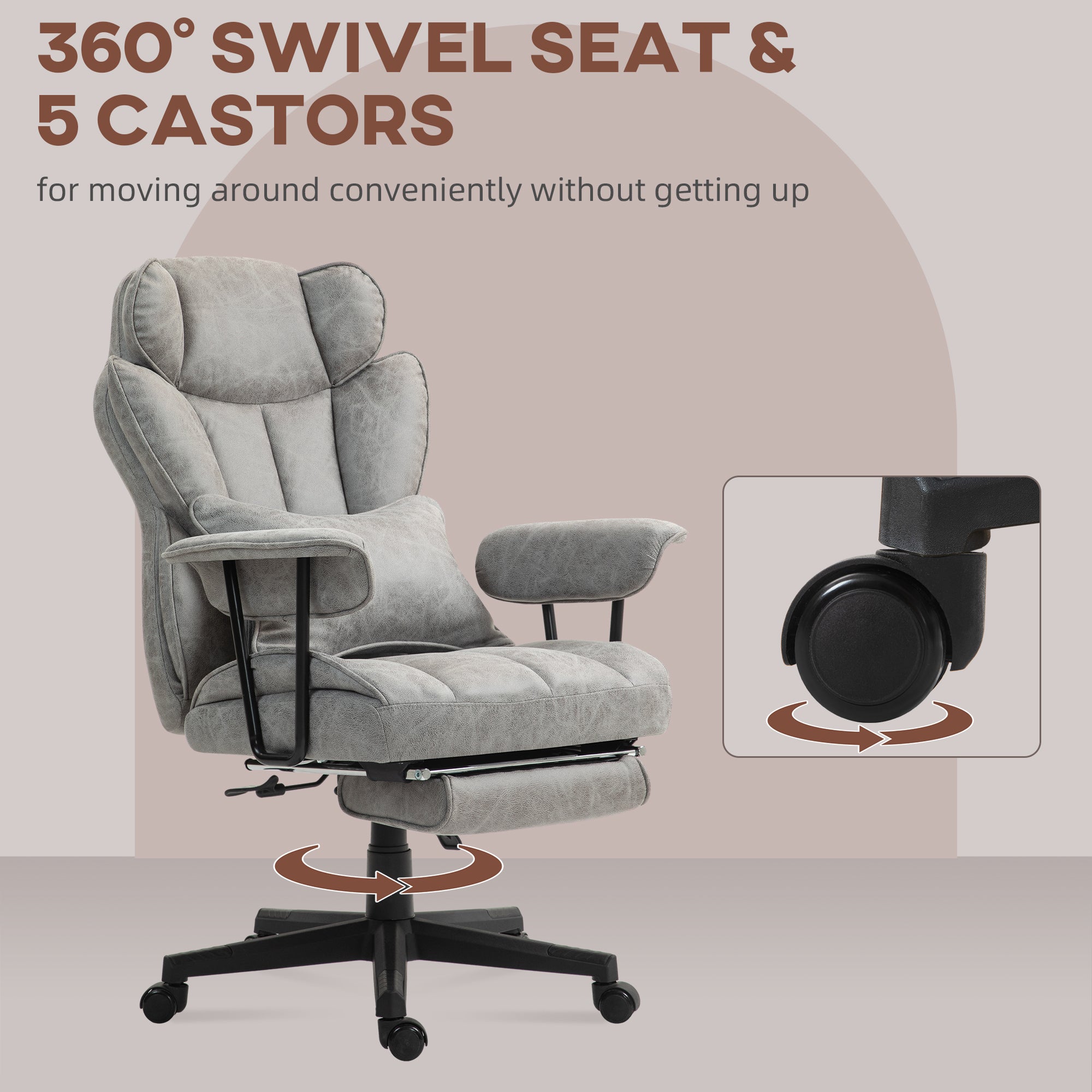 Big & Tall Office Chair Up to 396lbs Ergonomic Reclining Chair with High Back Footrest & Lumbar Support Gray