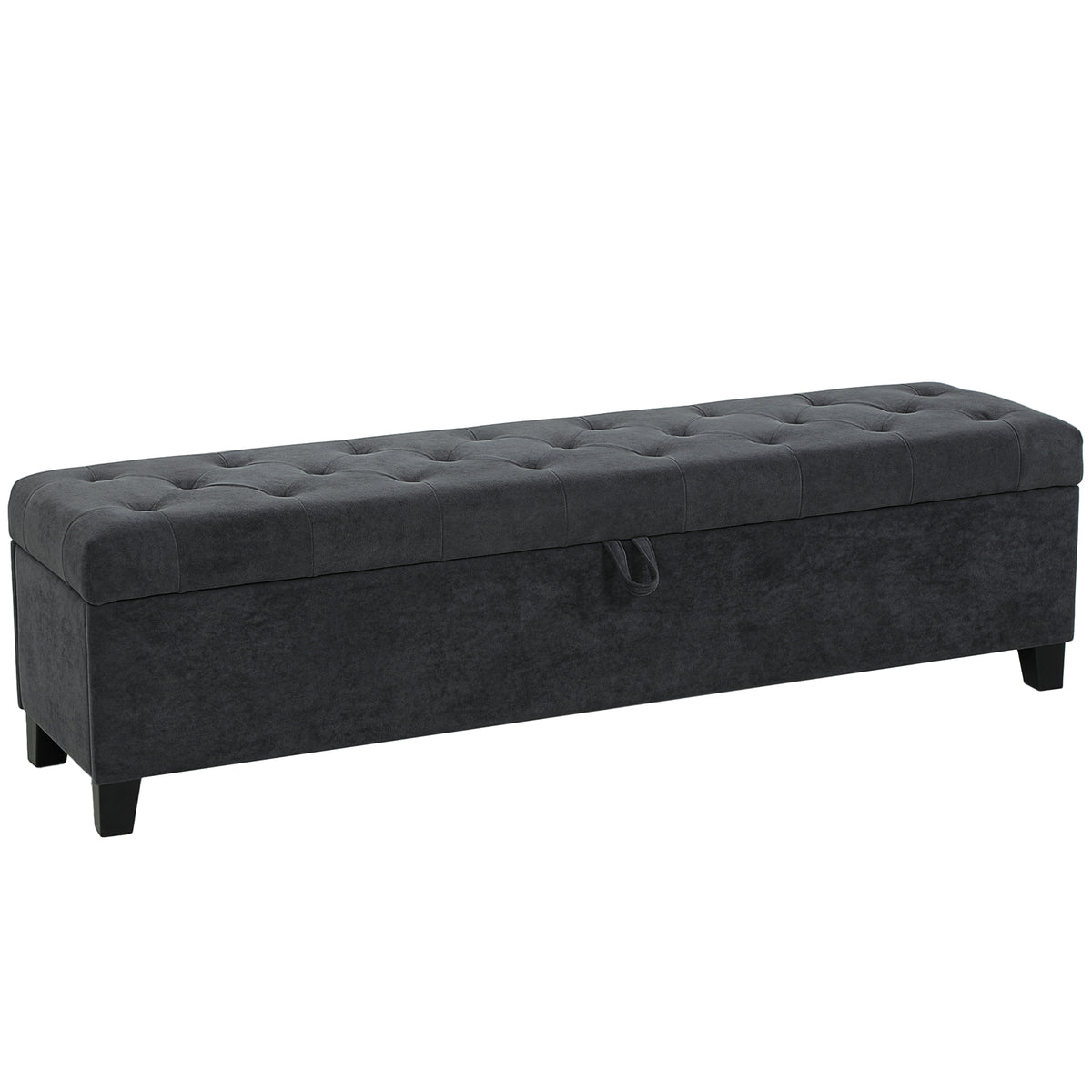 63" Storage Ottoman Bench, End of Bed Bench for Queen/King Bed, 63"x16.1"x17.7", Velvet Fabric Tufted Storage Chest for Living Room, Bedroom, Entryway, 528 lb, Dark Grey