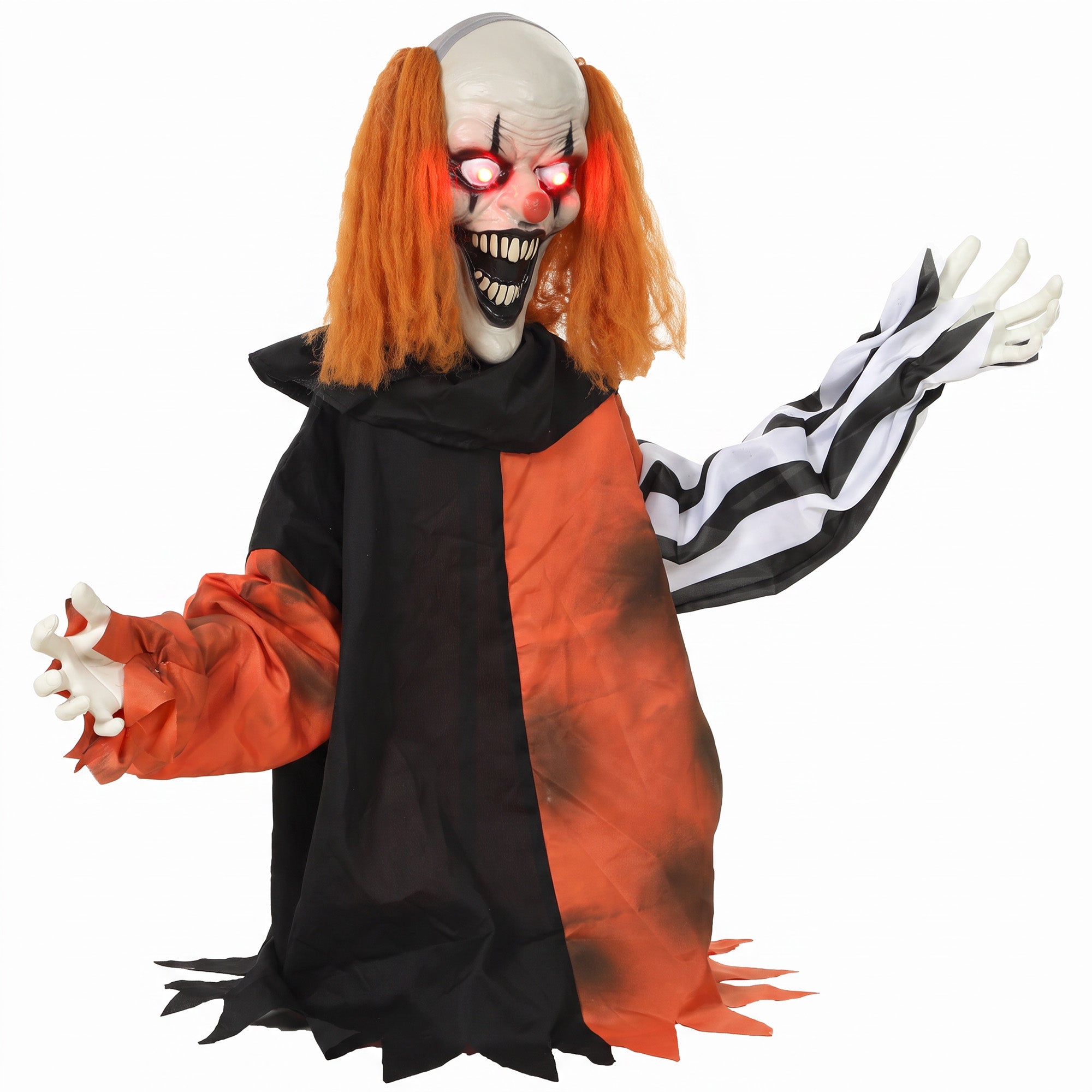 85cm Animated Halloween Face Changing Clown Animatronic, Half Body Standing Joker with Cackling Laughs and Sound, Glowing Eyes, Sound/Touch Activated, Holiday Decor for Indoor, Covered Outdoor