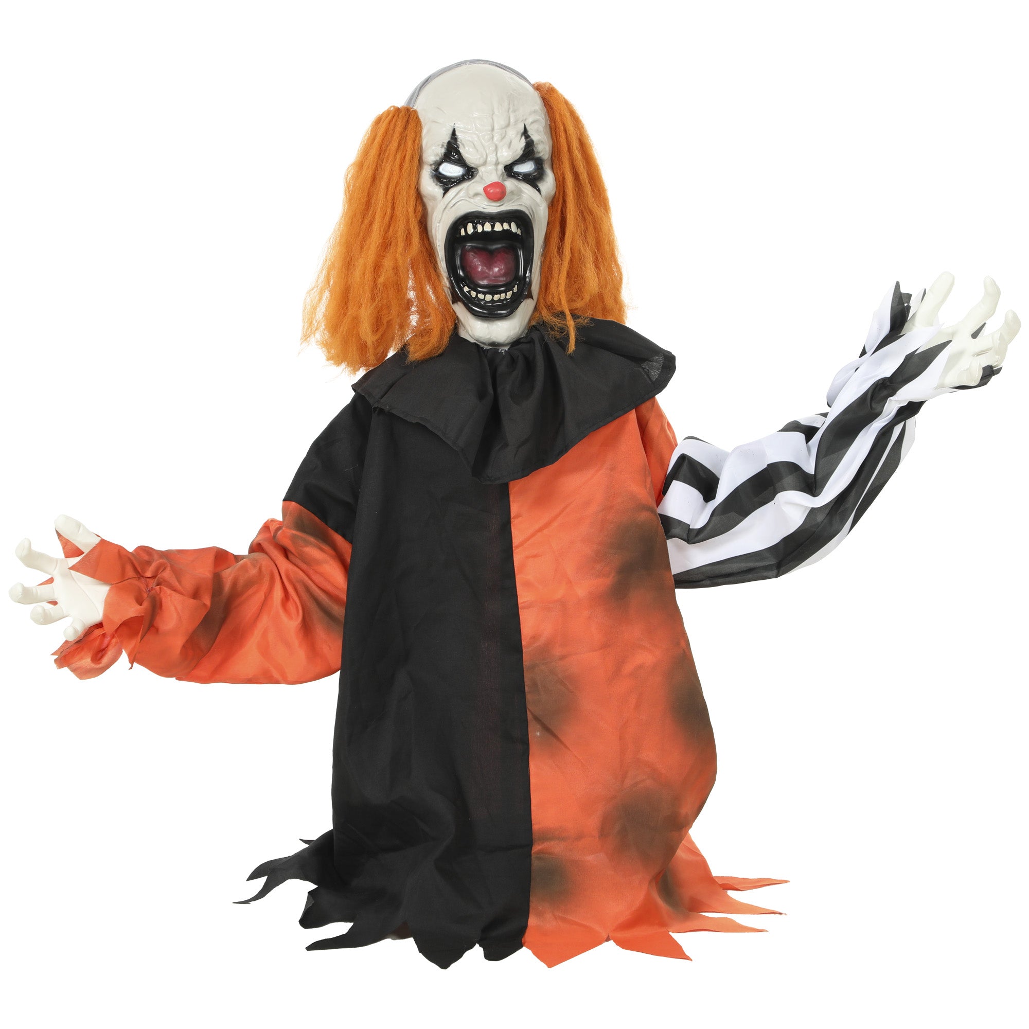 85cm Animated Halloween Face Changing Clown Animatronic, Half Body Standing Joker with Cackling Laughs and Sound, Glowing Eyes, Sound/Touch Activated, Holiday Decor for Indoor, Covered Outdoor