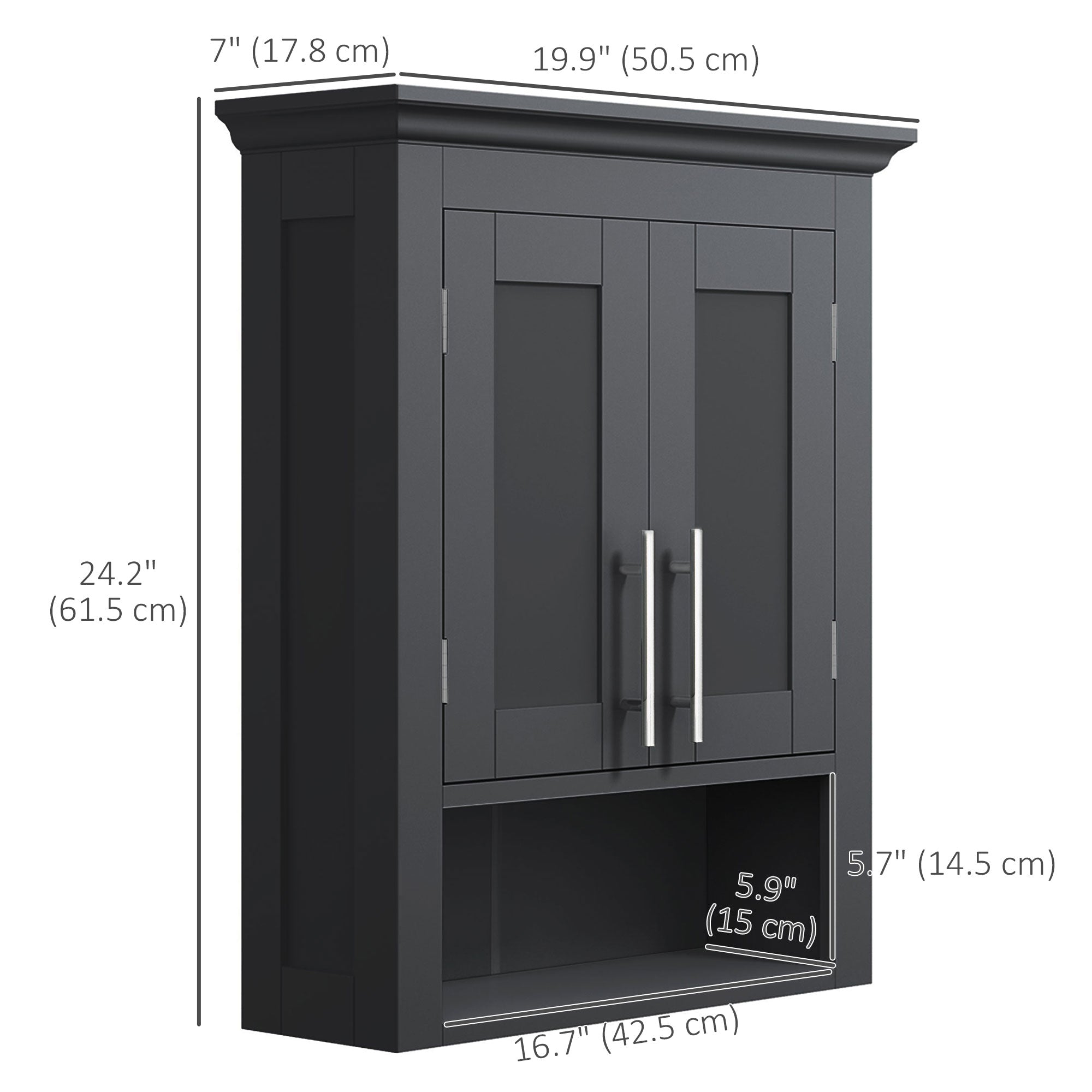 kleankin Bathroom Wall Cabinet, Medicine Cabinet, Over Toilet Storage Cabinet with Shelf for Living Room and Entryway, Black