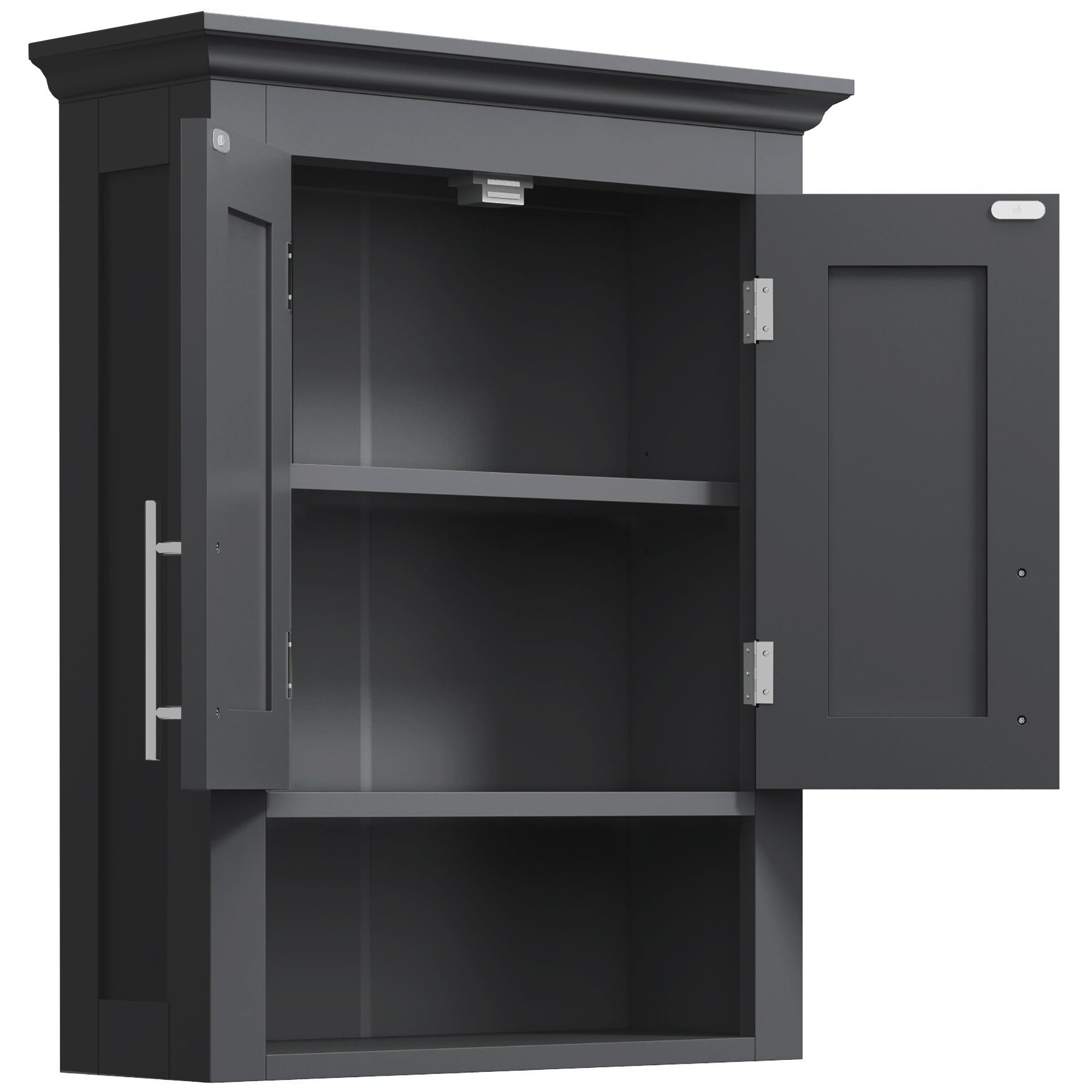 kleankin Bathroom Wall Cabinet, Medicine Cabinet, Over Toilet Storage Cabinet with Shelf for Living Room and Entryway, Black