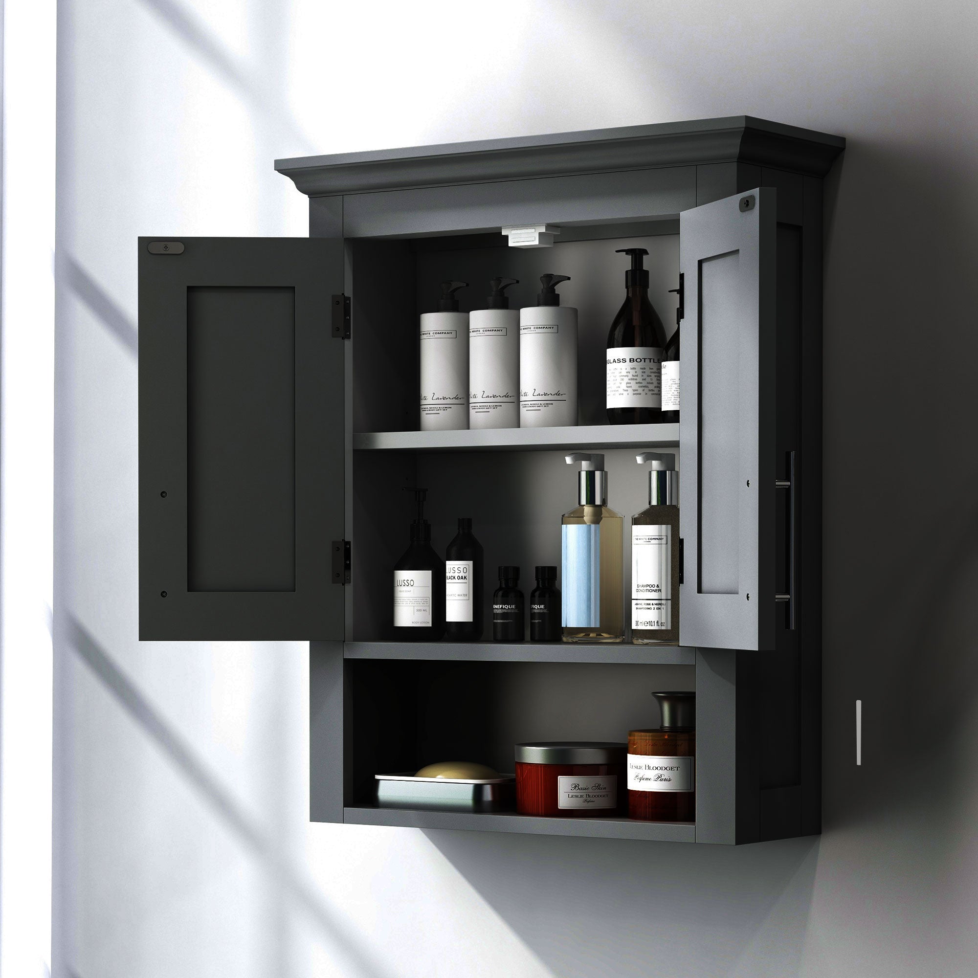 kleankin Bathroom Wall Cabinet, Medicine Cabinet, Over Toilet Storage Cabinet with Shelf for Living Room and Entryway, Black