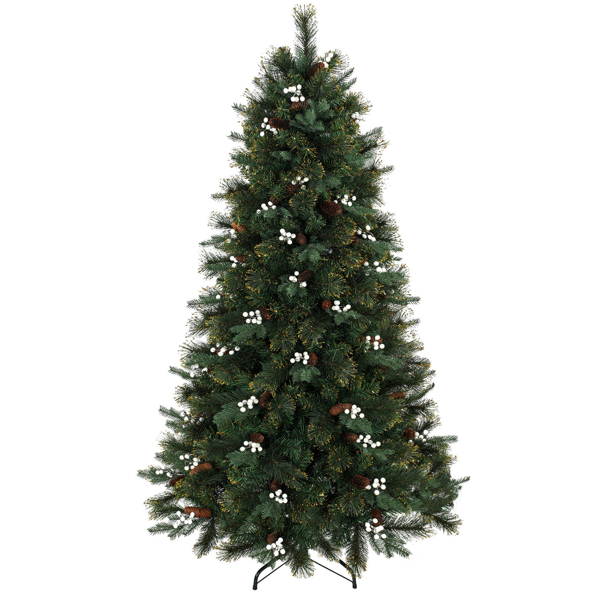 6ft Christmas Tree with 716 Branch Tips, Easy-Assembly Hinged Design, Artificial Full Fir Xmas Tree with Foldable Metal Stand for Home Office Holiday, Green