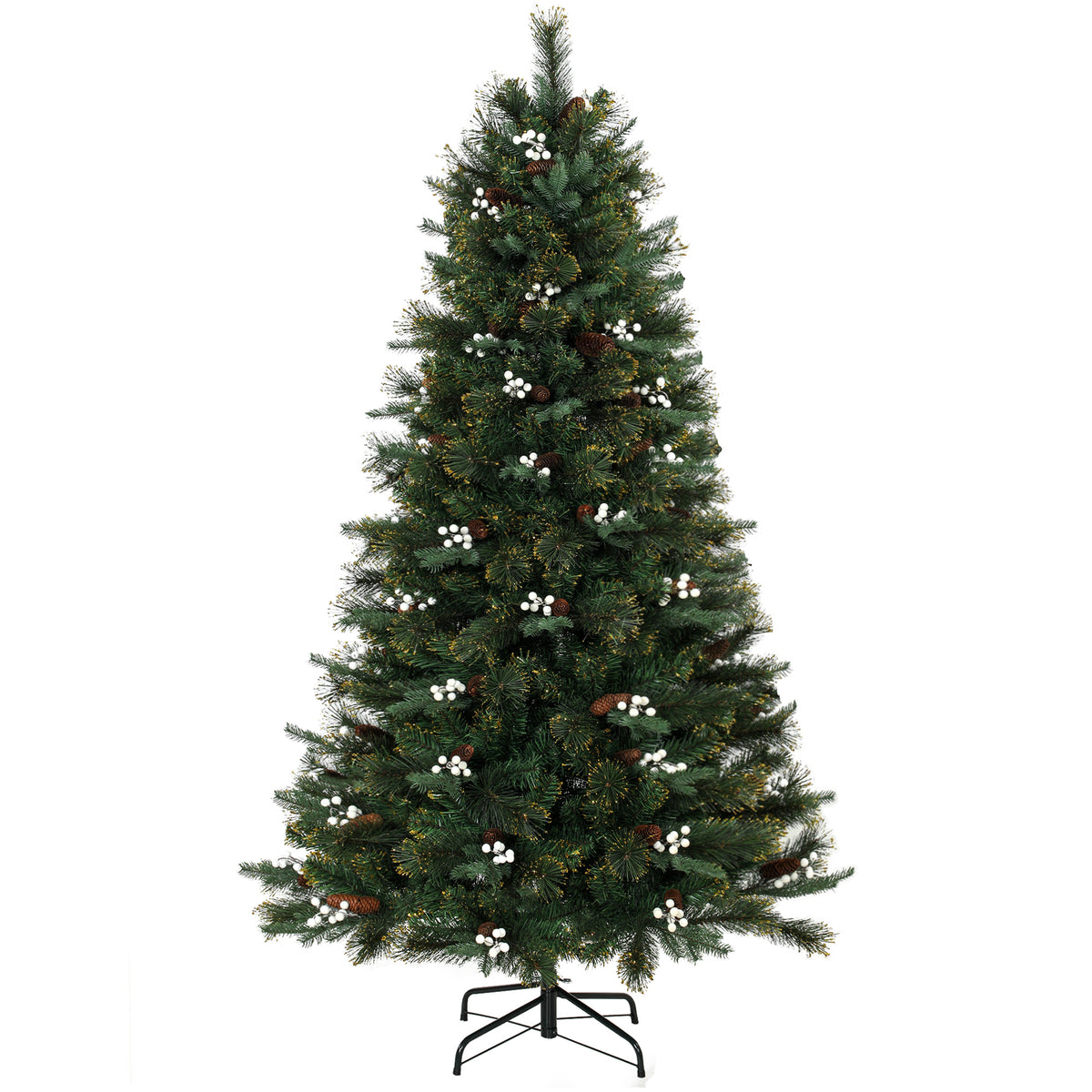 6ft Christmas Tree with 716 Branch Tips, Easy-Assembly Hinged Design, Artificial Full Fir Xmas Tree with Foldable Metal Stand for Home Office Holiday, Green