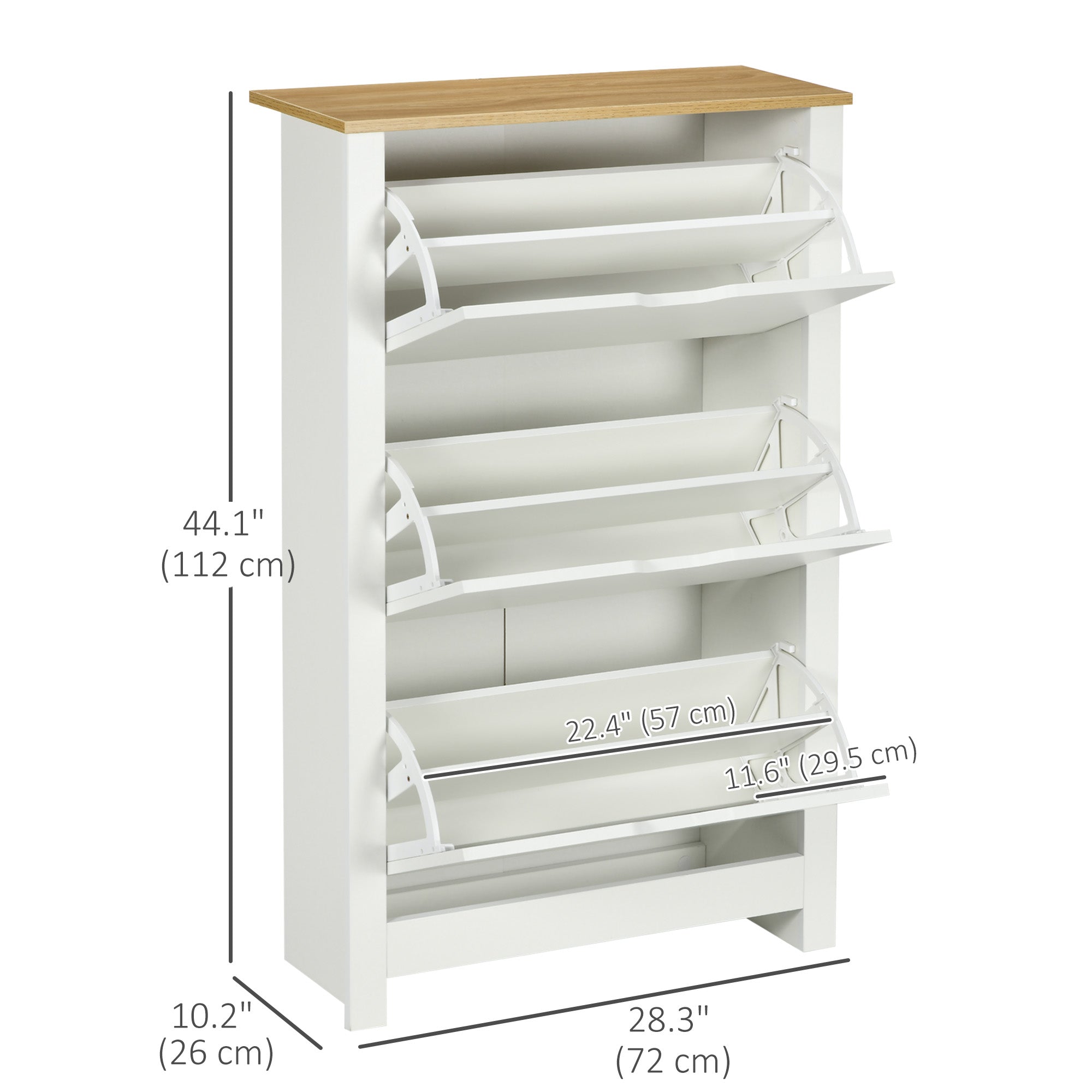 HOMCOM Narrow Shoe Cabinet, Space Saving Shoe Storage Cabinet with 3 Flip Drawers and Adjustable Shelves for 18 Pairs of Shoes for Hallway and Living Room, White