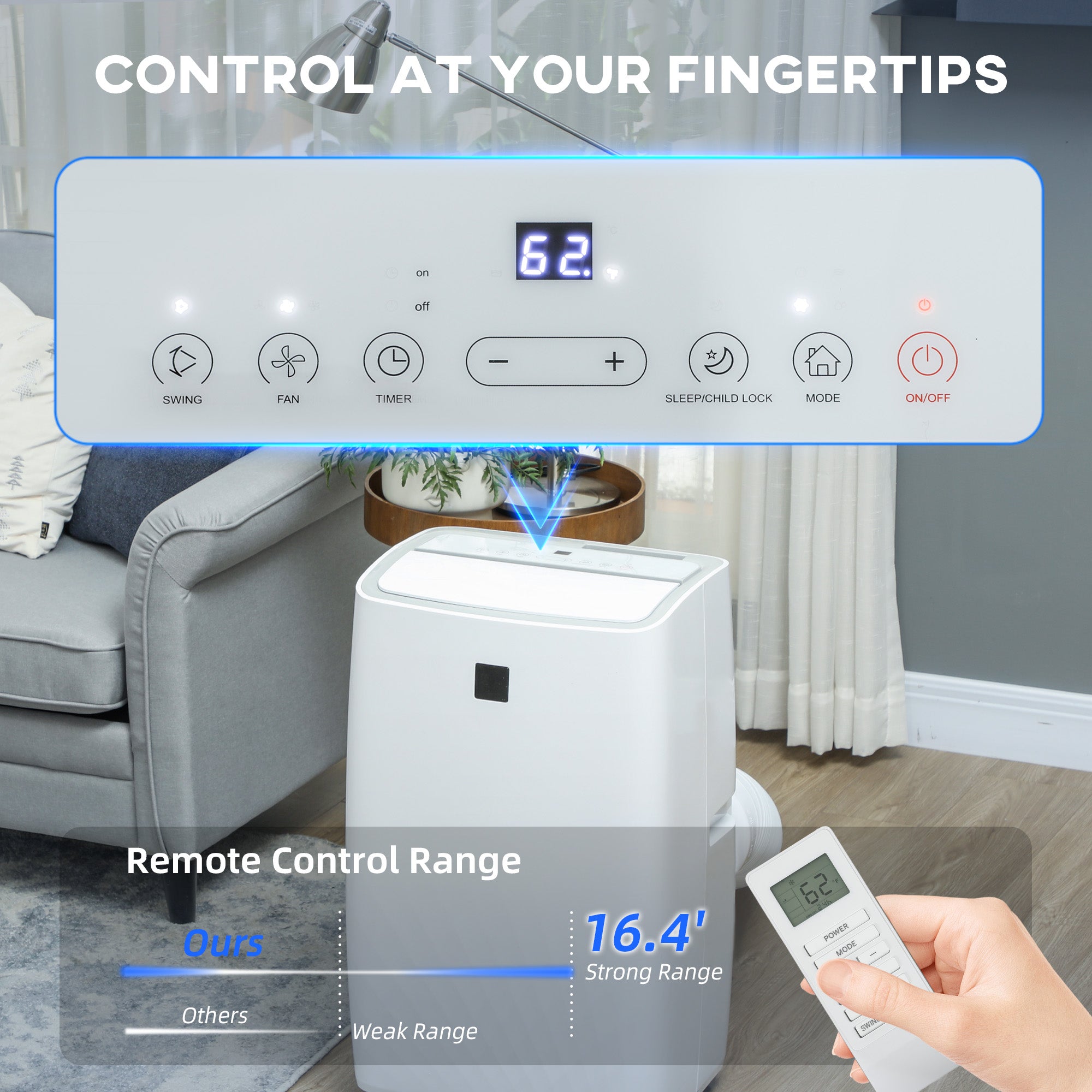 HOMCOM Portable Air Conditioner, 3-in-1 12000 BTU AC Unit with Cool, Dehumidifier, Fan, for Room up to 550 Sq. ft, 24H Timer On Off, 3 Speeds, Auto and Sleep Mode, Remote Control, Window Kit