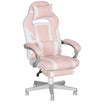 HOMCOM Gaming Chair with Footrest, PU Leather Computer Chair, Swivel Game Chair with 150° Reclining Back and Lumbar Support for Adults, Pink
