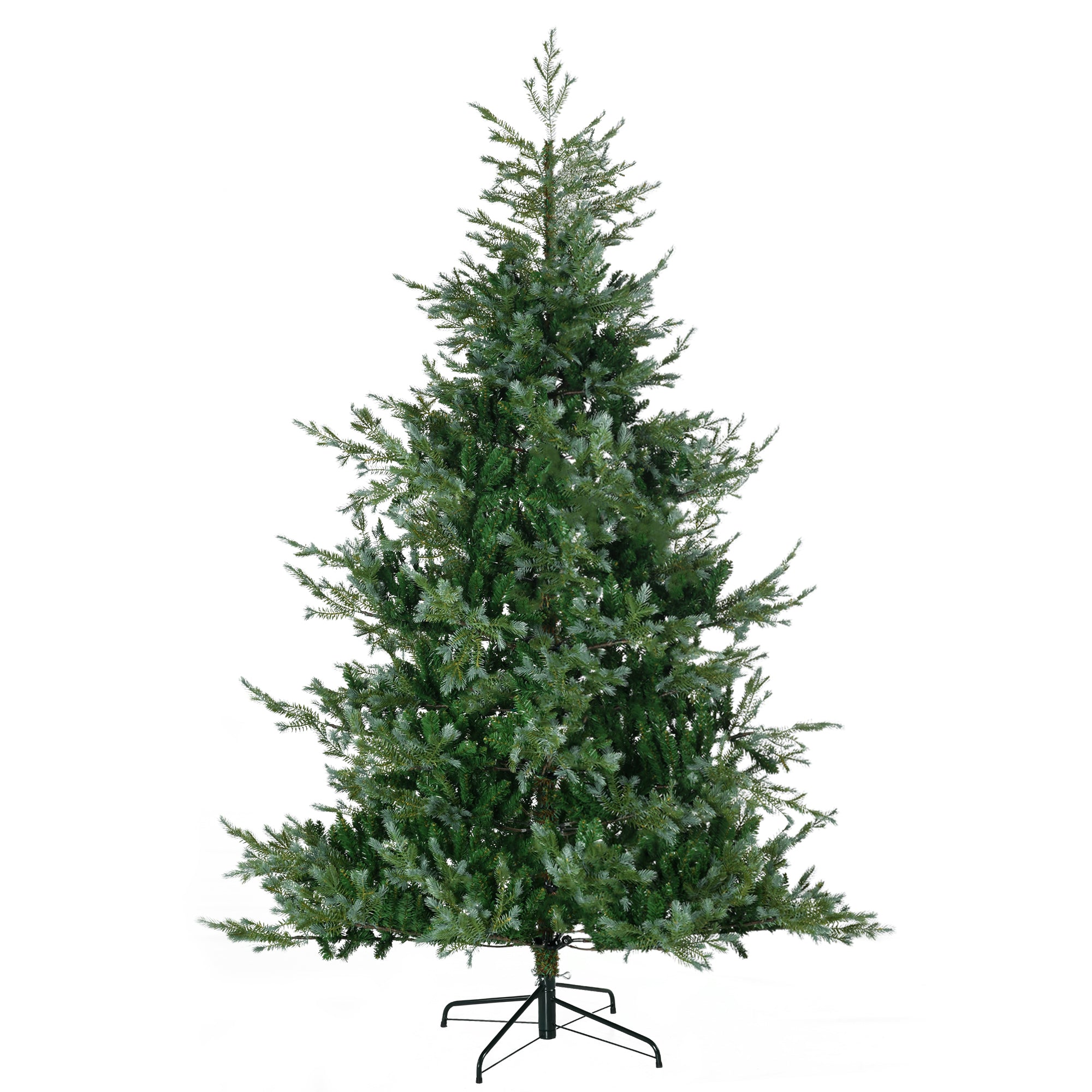 7.5' Artificial Wide Christmas Tree Holiday Decor, with Easy-to-Shape Branches, Auto Open, Steel Base, Green