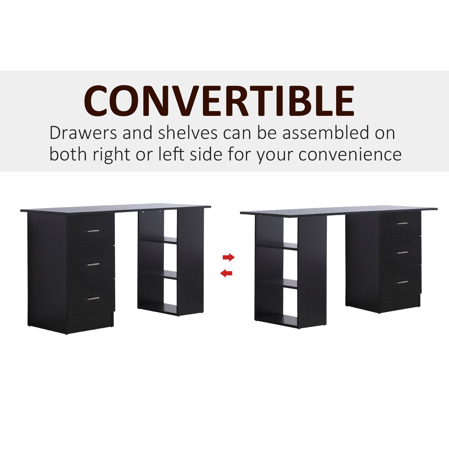 47" Modern Home Office Computer Workstation Desk Black - HOMCOM