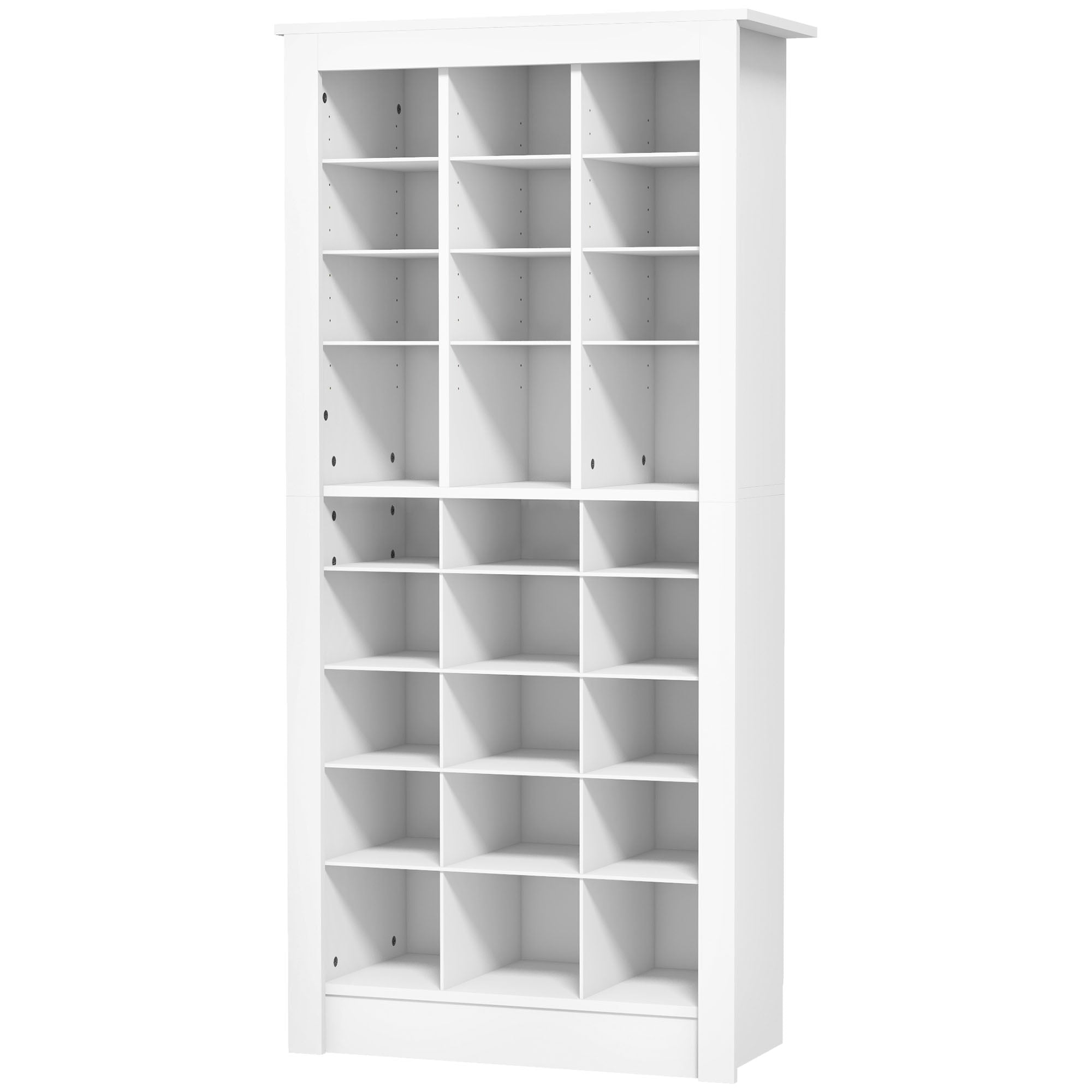 58" Shoe Storage Cabinet with Adjustable Shelves for 27 Pairs White