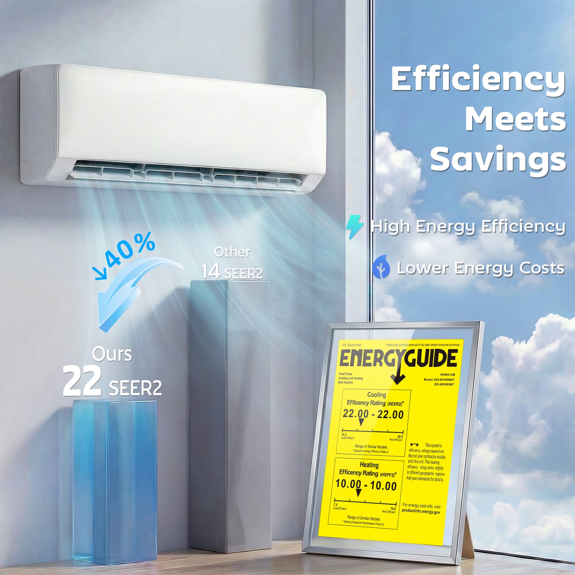 24000 BTU Mini Split Air Conditioner and Heat Pump, 22 SEER2 230V WIFI Enabled Energy Efficient Ductless Inverter AC Unit Cools up to 1500 Sq.Ft, Works with Alexa, Installation Kit