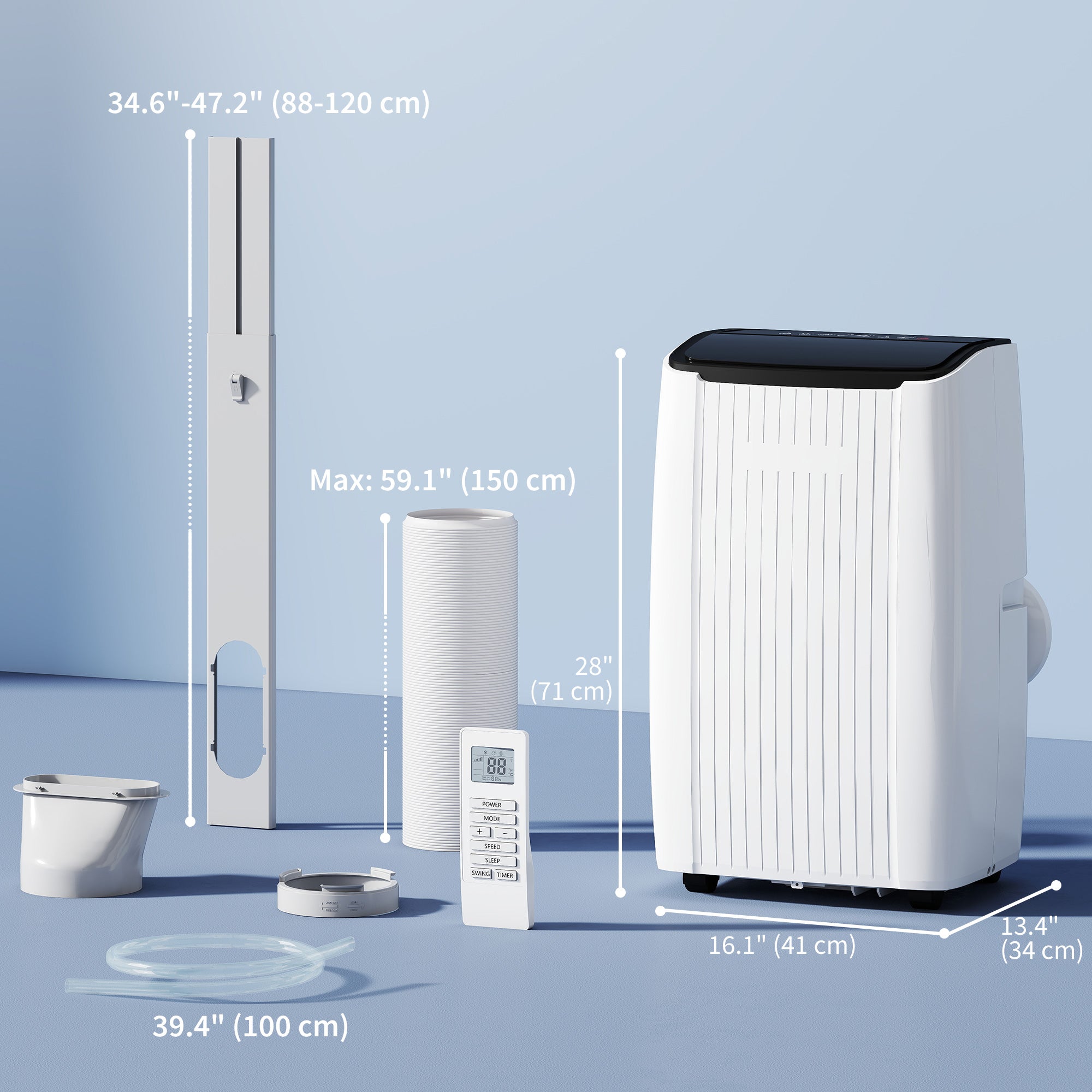 14000 BTU Portable Air Conditioner, 5-in-1 AC Unit with Cool, Heat, Dehumidifier, Fan, Sleep, WiFi Voice Control, 24H Timer, Child Lock, for Room up to 700 Sq. ft, White