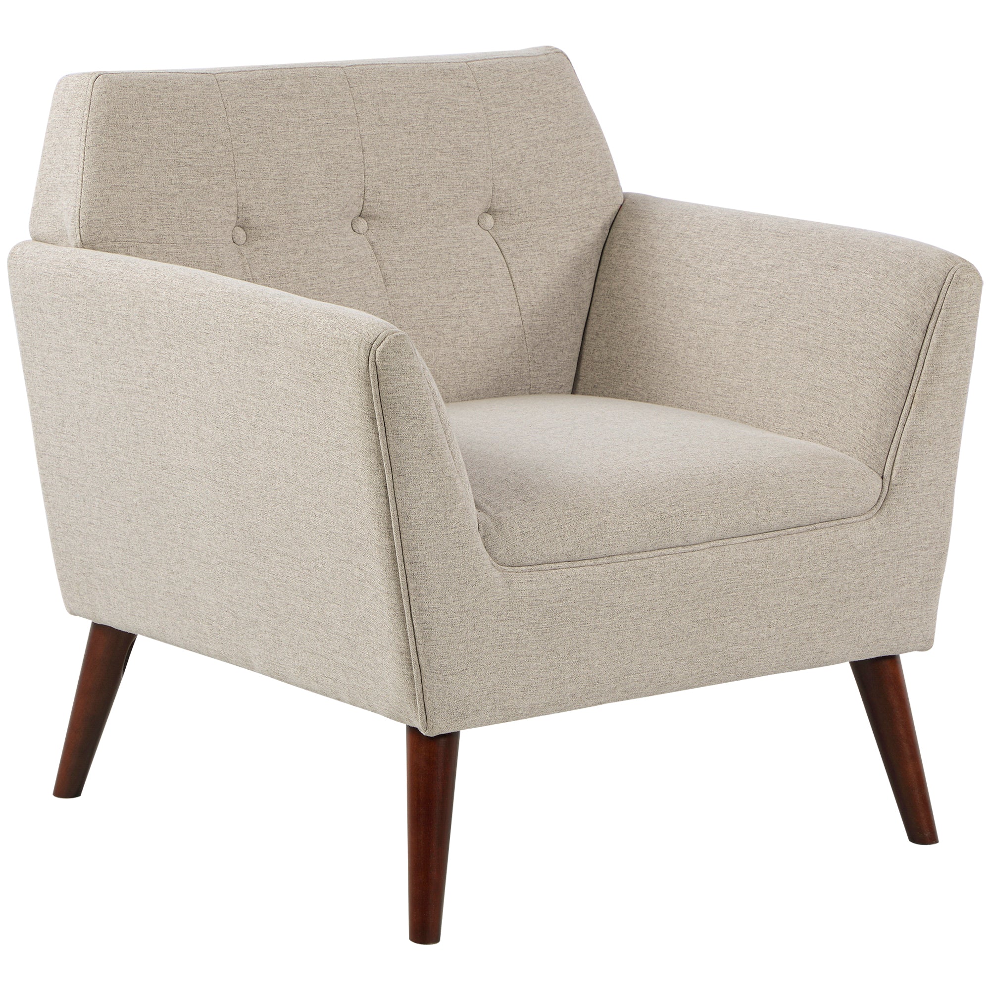 Traditional Living Room Chair Armchair with Button Tufted Back Single Sofa with Thick Padding Light Gray