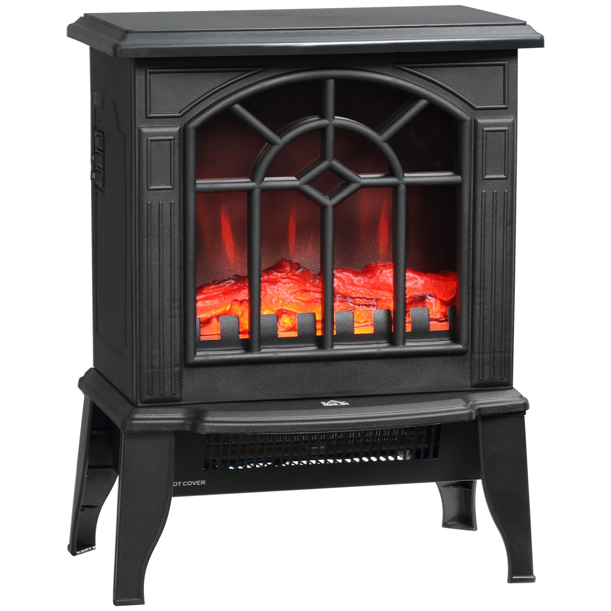 Electric Fireplace Heater, Freestanding Fireplace Stove with Realistic Flames Overheating Protection 750W/1500W, Black