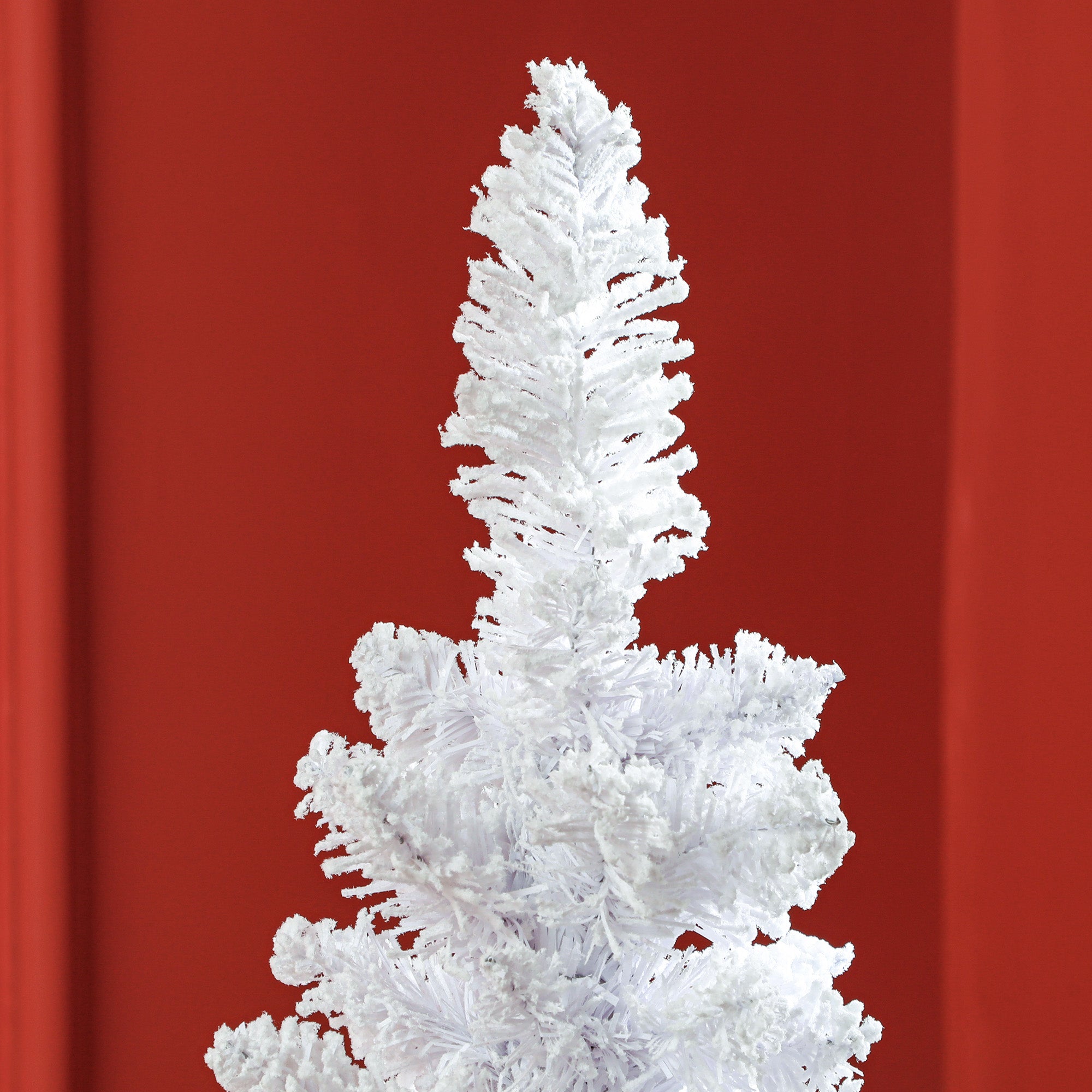 HOMCOM 5ft Snow Flocked Pencil Christmas Tree, Slim Artificial Christmas Tree with 246 Branch Tips and Metal Base, Home Indoor Party Holiday Decoration, White