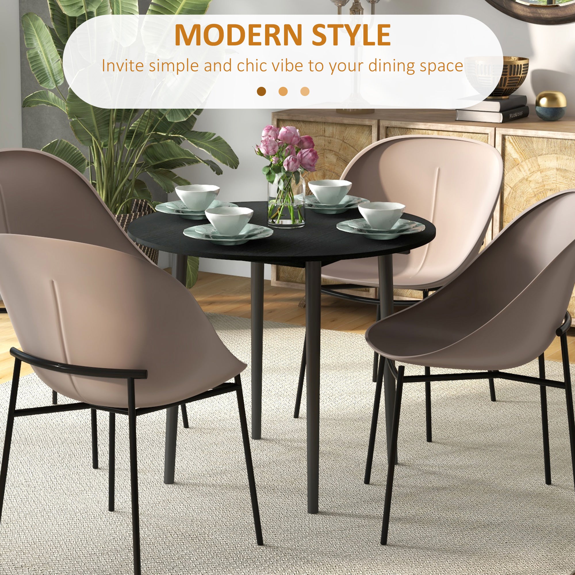 HOMCOM Folding Dining Table, Round Drop Leaf Table for Small Spaces, Foldable Table with Wood Legs for Kitchen, Dining Room, Distressed Black