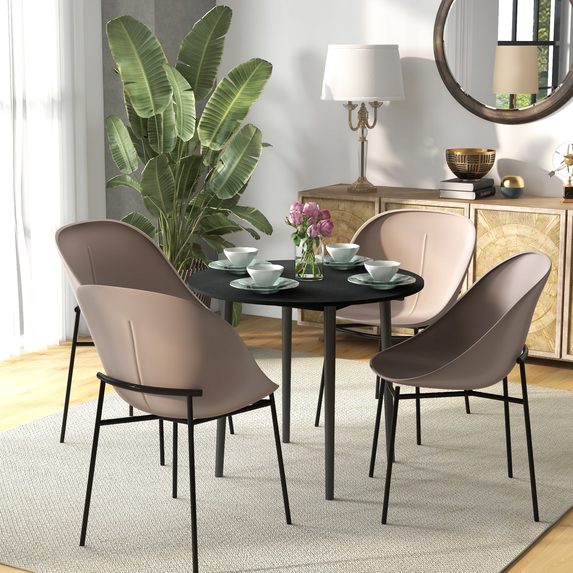 Folding Dining Table, Round Drop Leaf Kitchen Table for Small Spaces with Wood Legs, Black - HOMCOM