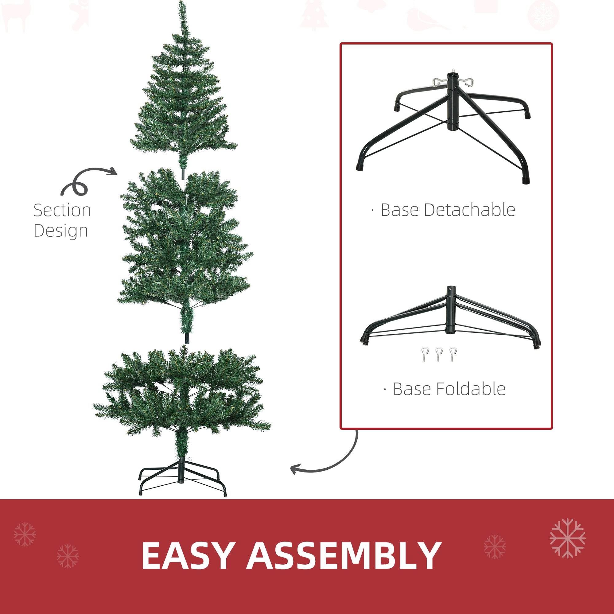 6' Artificial Christmas Tree Unlit Xmas Tree with Realistic Branch Tips for Indoor Home Holiday Green