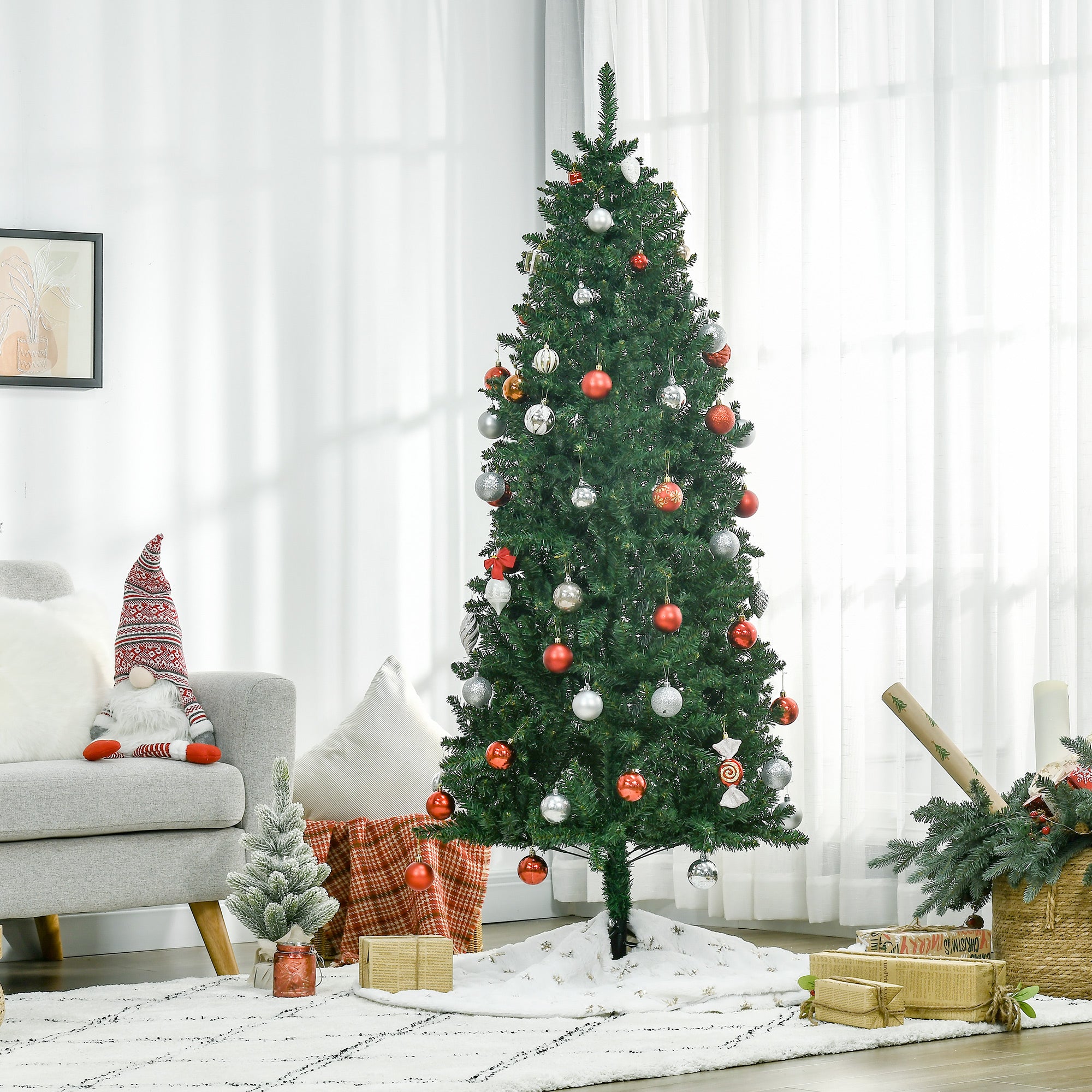 6' Artificial Christmas Tree Unlit Xmas Tree with Realistic Branch Tips for Indoor Home Holiday Green