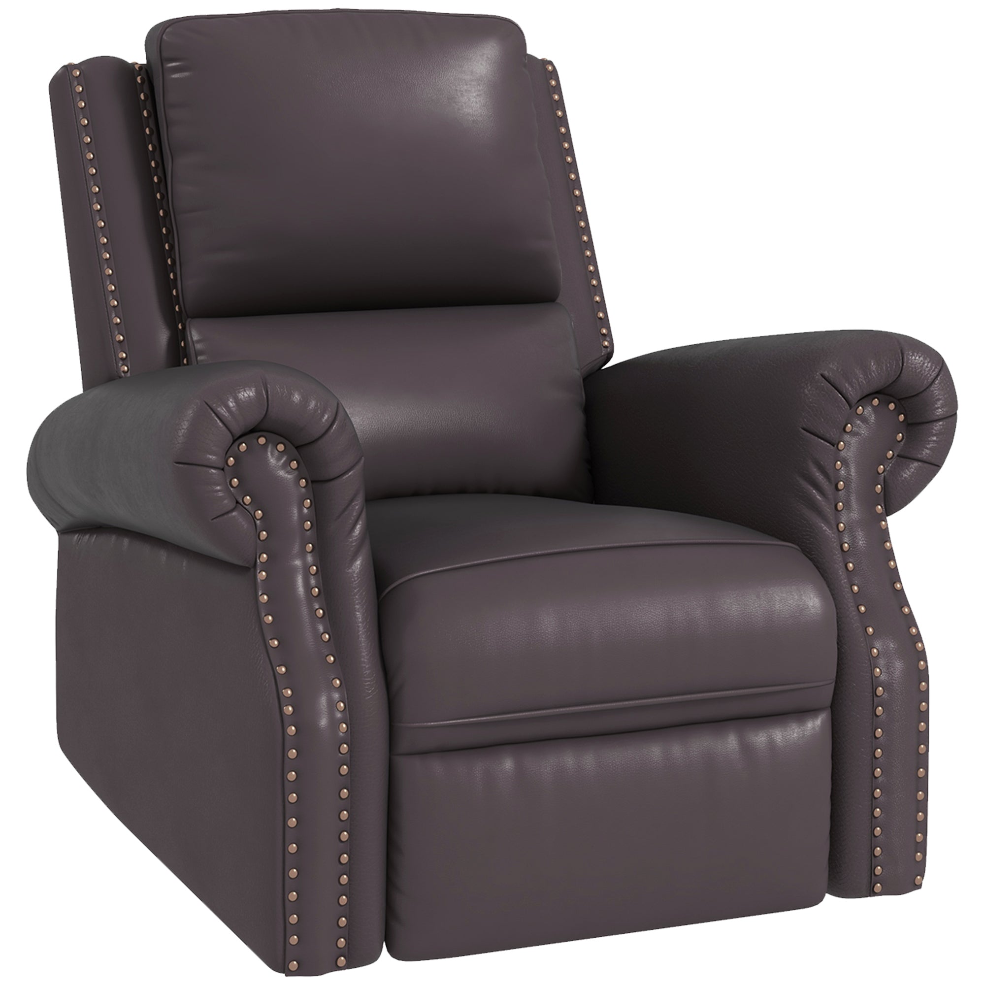 HOMCOM Manual Recliner Chair 360° Swivel Rocking Armchair Sofa with PU Leather Padded Cushion and Backrest for Living Room Brown